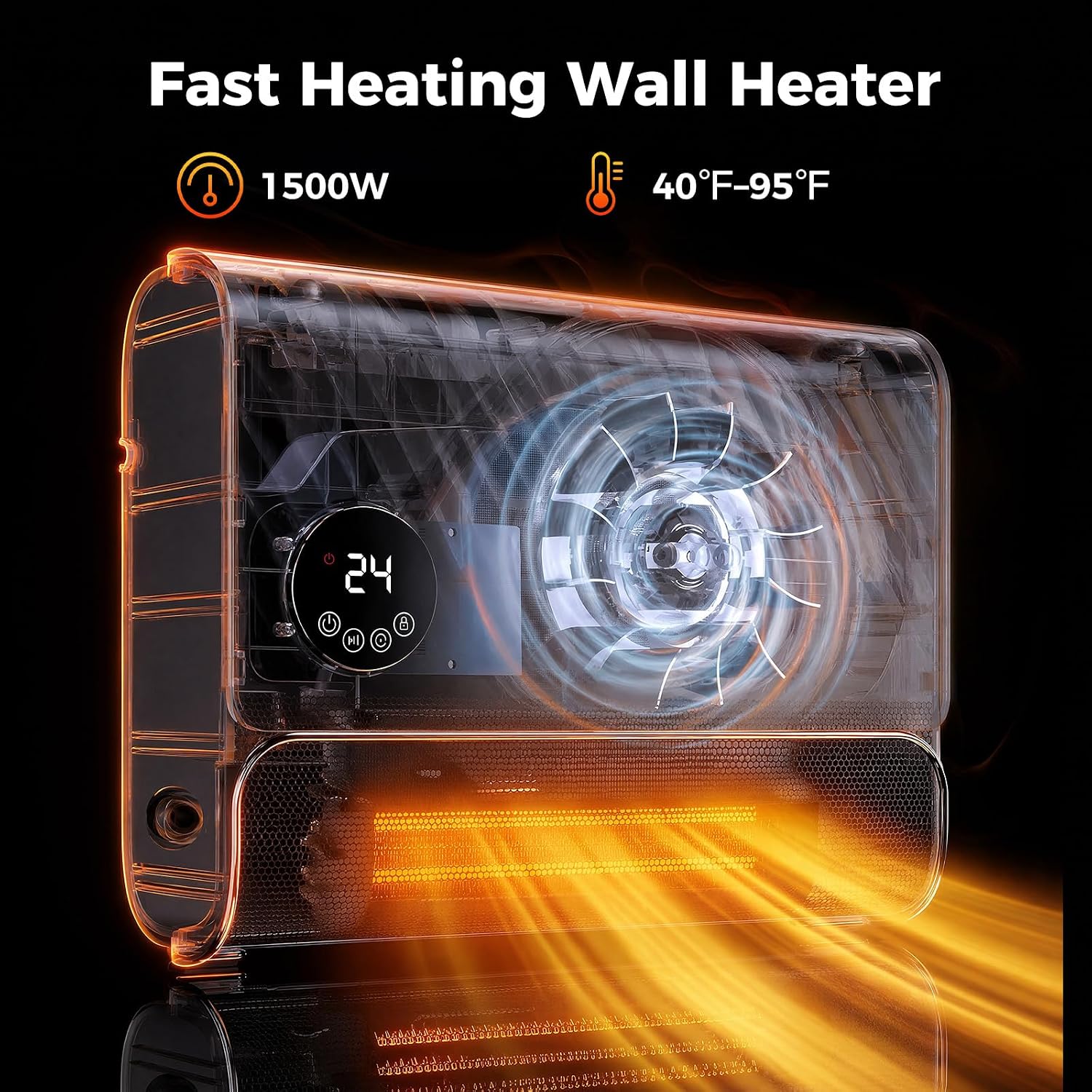 Detalle de NEWBULIG 1500W Wall Space Heater with Remote, Timer and Dual Installation