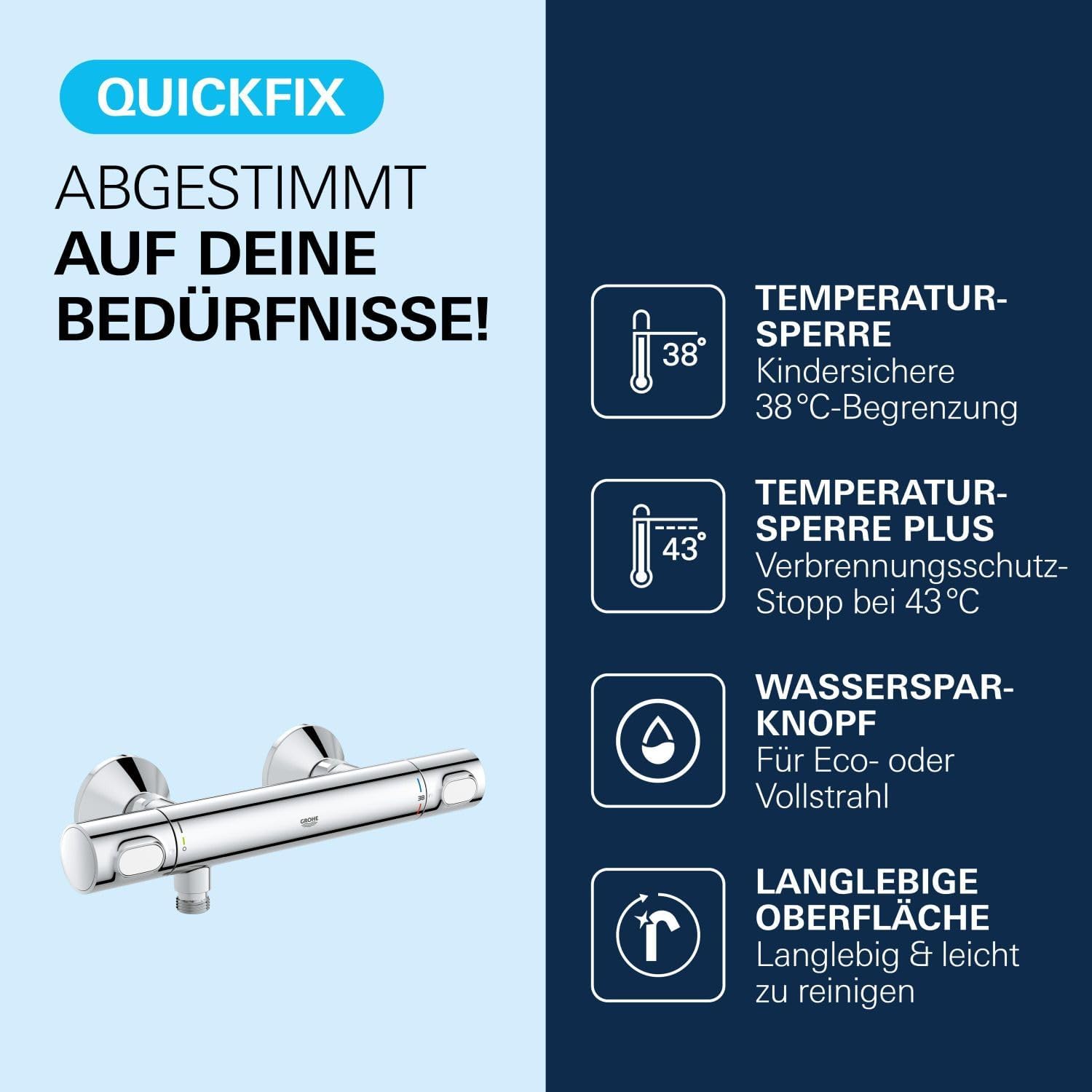 Thumbnail 3 de GROHE Precision Flow Thermostat-Duscharmatur, wassersparend, Chrom (34840000)