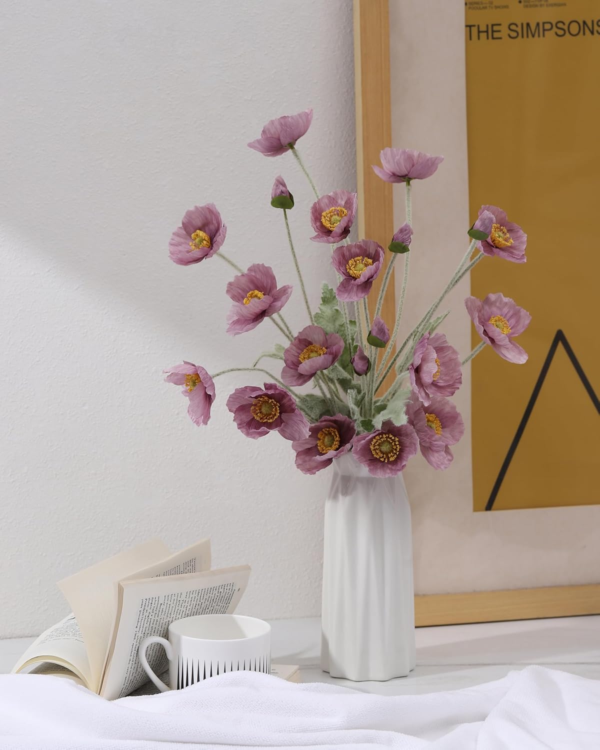 Thumbnail 3 de DuHouse 6 Pcs Artificial Poppies Flowers – Silk Poppy Arrangements for Home, Office and Events (Light Purple)