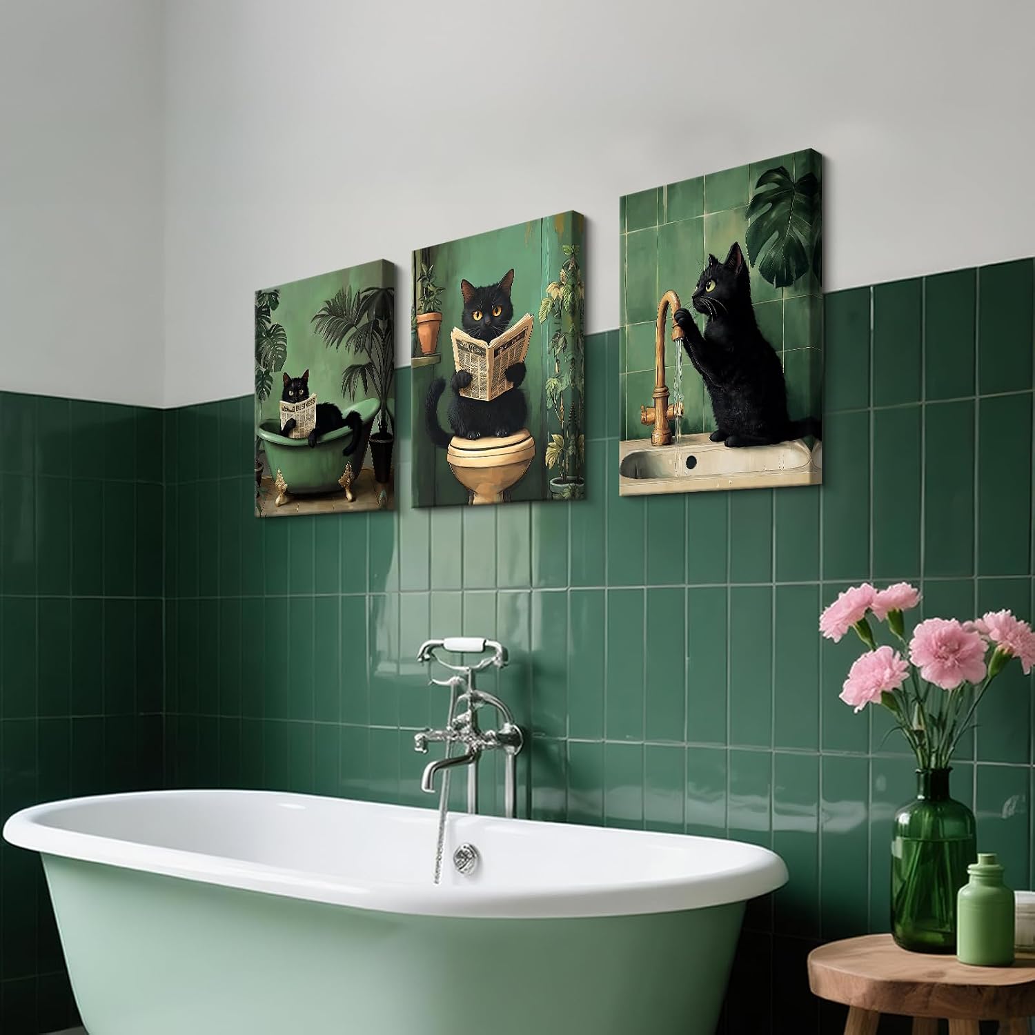 Detalle 2 de 3Pcs Katze Leinwandbilder Set 3er