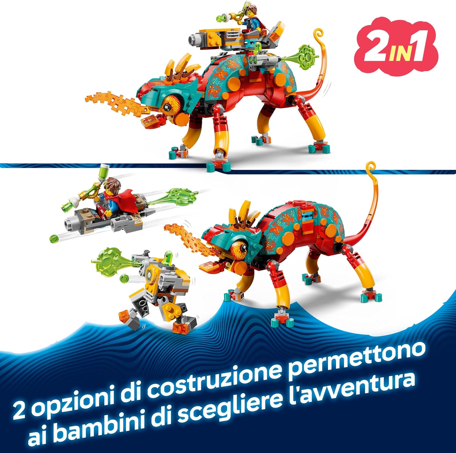 Detalle de LEGO DREAMZzz 71492 Il Camaleonte di Fuoco di Mateo 2 in 1 trasformabile in aereo e mech
