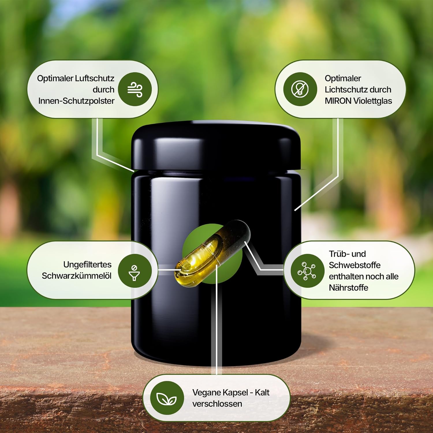 Thumbnail 4 de Premium BIO Schwarzkümmelöl Kapseln (ungefiltert) – reich an Thymochinon, 240 vegane Kapseln im lichtgeschützten Violettglas