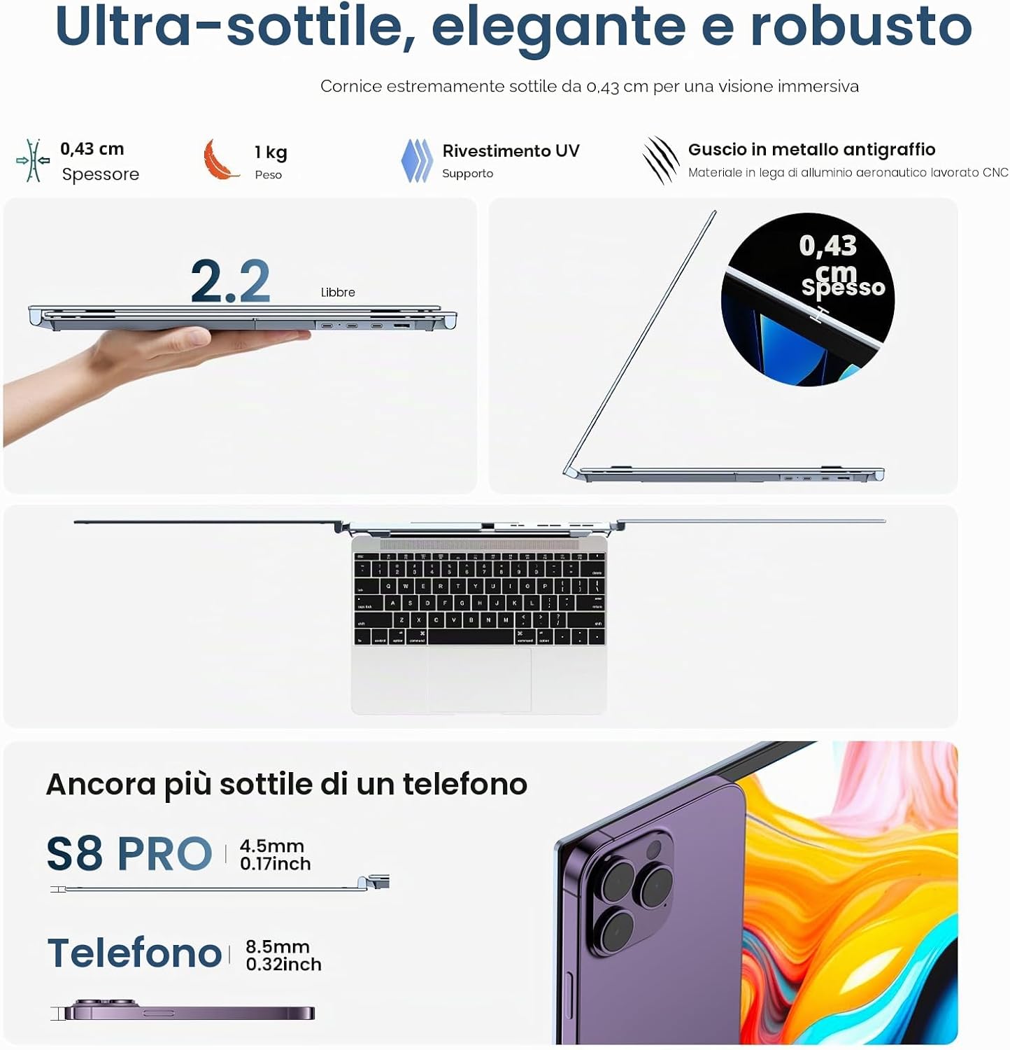 Thumbnail 2 de Kwumsy Monitor Portatile 14'' – Ultra sottile, triplo schermo e doppio display estensibile per laptop 13''-17