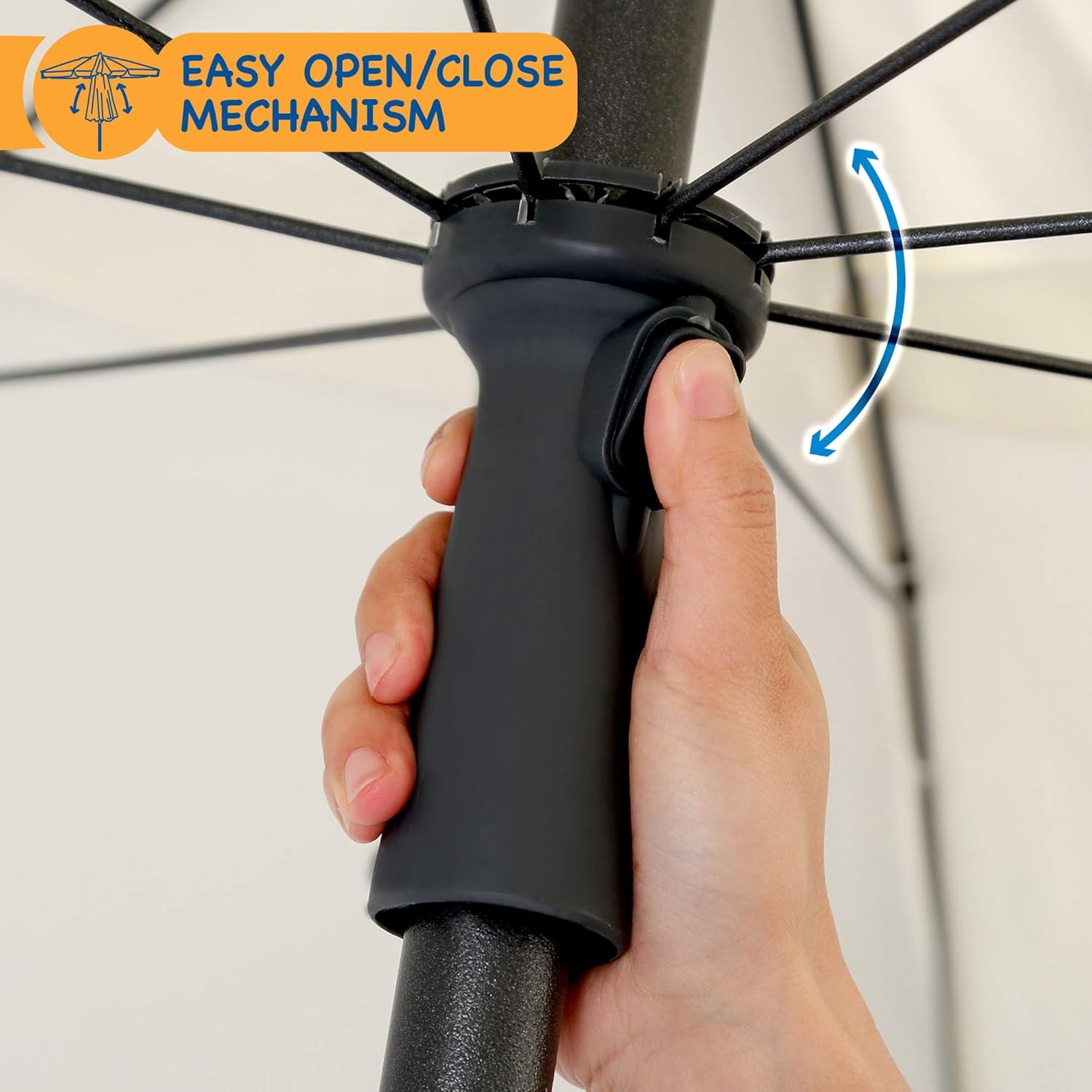 Thumbnail 3 de SUNMER 2M Beach Umbrella (Large Tilting) – Ivory, water-repellent & UV-protective parasol with 2-piece steel pole