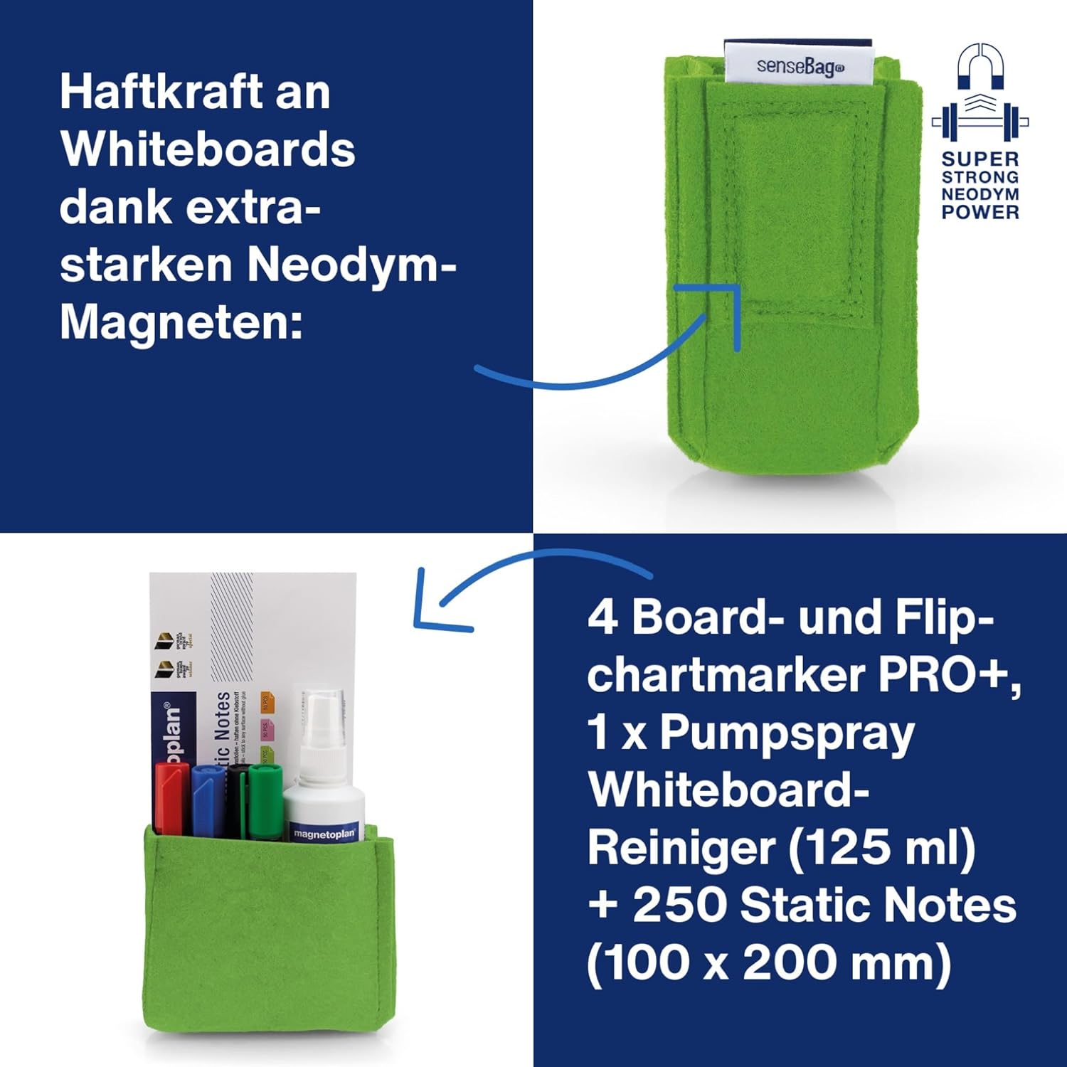 Thumbnail 2 de magnetoplan magnetoTray ecoAware Gr�n – magnetischer Schreibtisch-Organizer aus 100% recyceltem PET-Filz