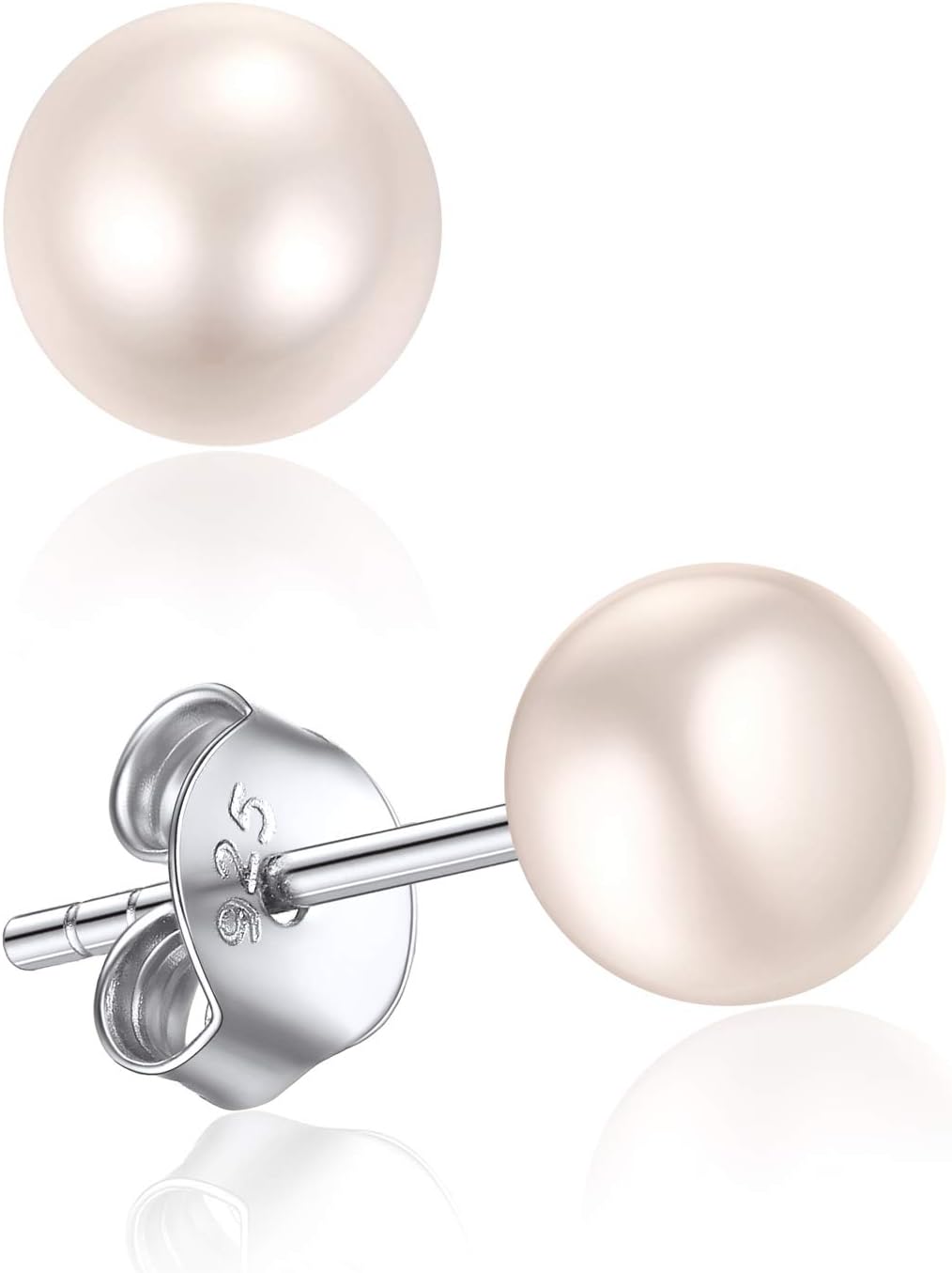 Detalle de ChicSilver Orecchini Perle Donna Argento 925 – Varie Dimensioni 4/6/8/10 mm