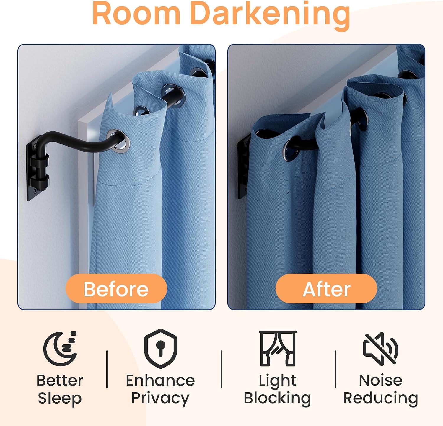 Detalle de upsimples Blackout Curtain Rod, Matte Black