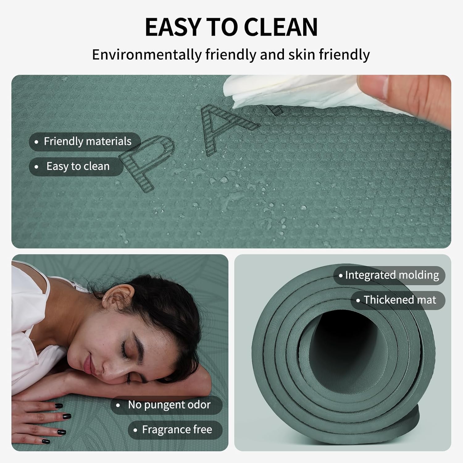 Thumbnail 4 de PAIDU Large Yoga Mat (72 x 36 x 0.4 in) Extra Wide, 10 mm Thick, Non-Slip POE Exercise Mat