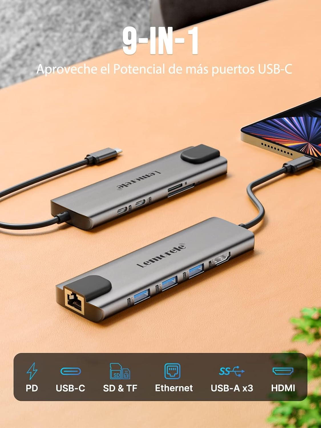 Thumbnail 4 de Lemorele Aluminium USB-C Docking Station 9-in-1 – kompakt, leistungsstark und vielseitig