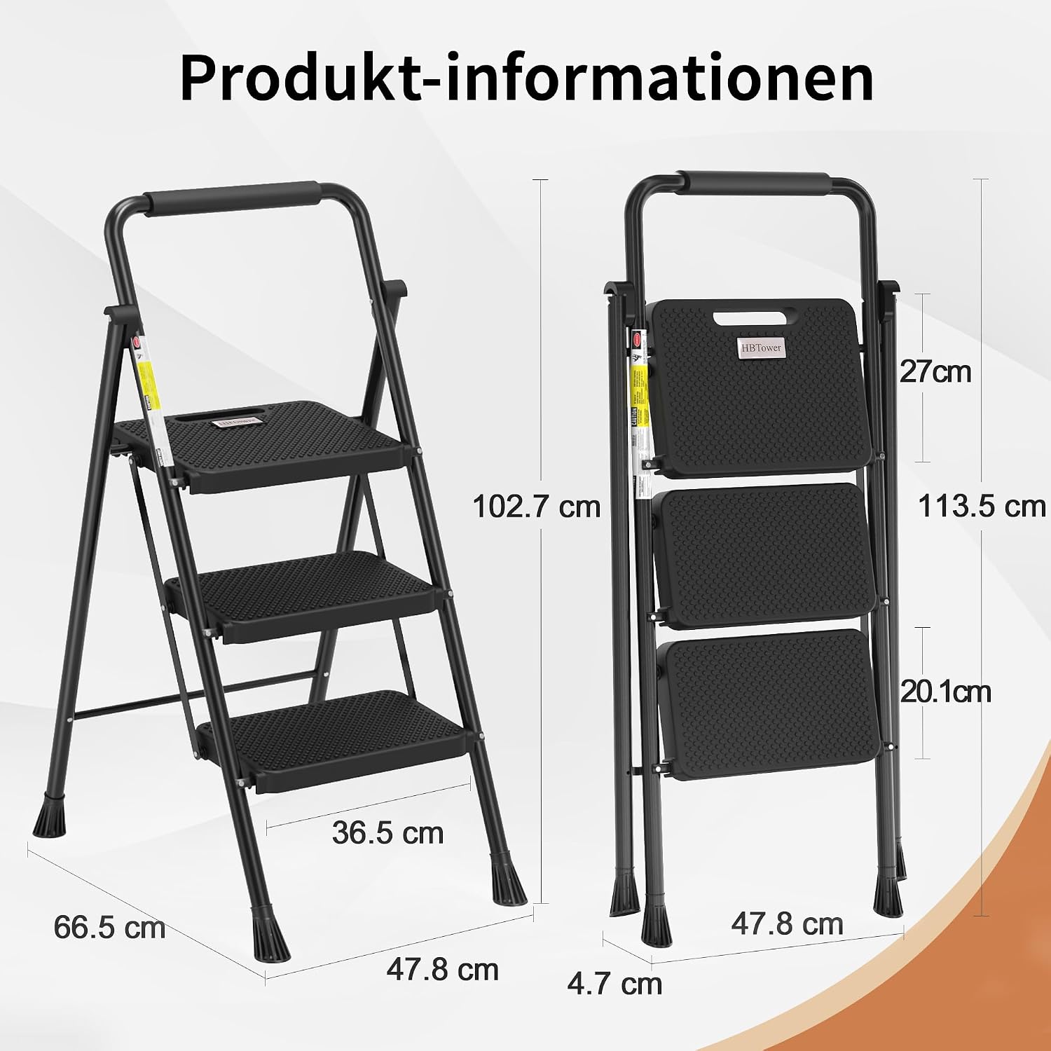 Detalle 2 de HBTower Trittleiter 3 Stufen 228 kg đȘ