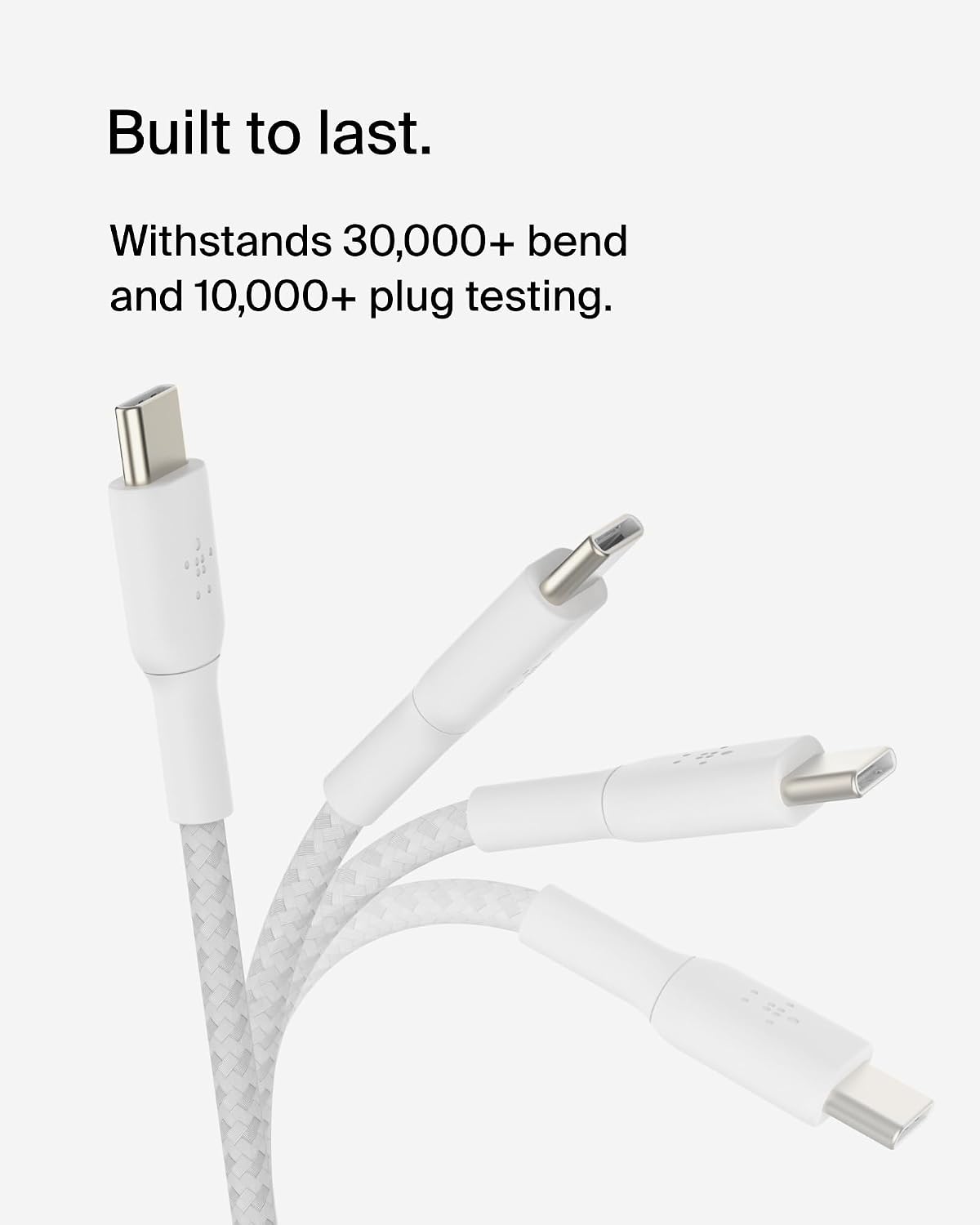 Detalle de Belkin BoostCharge braided USB-C to USB-C cable (6.6ft) – White