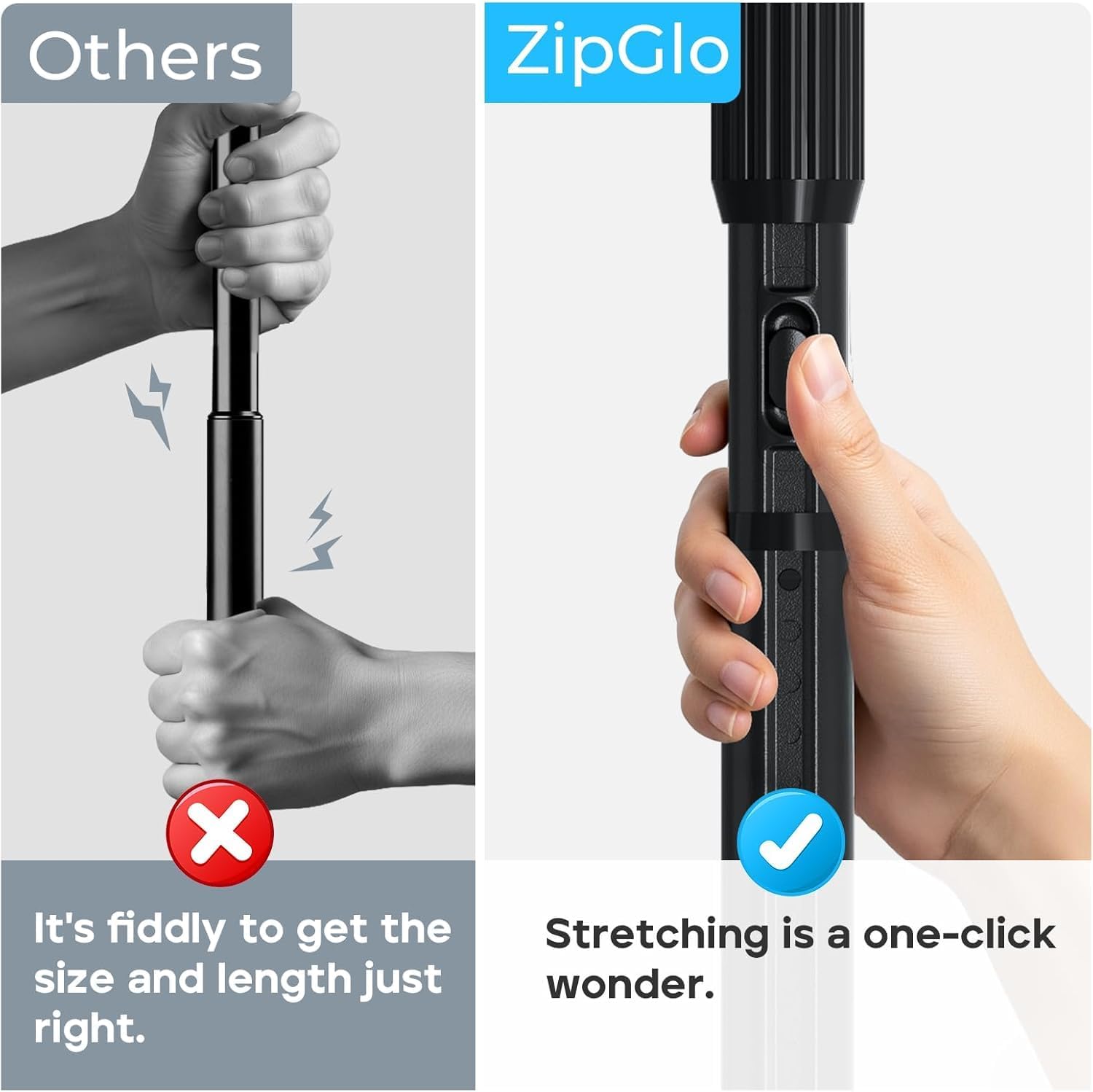 Detalle de ZipGlo Adjustable Tension Curtain Rod, 41–146 in, Matte Black