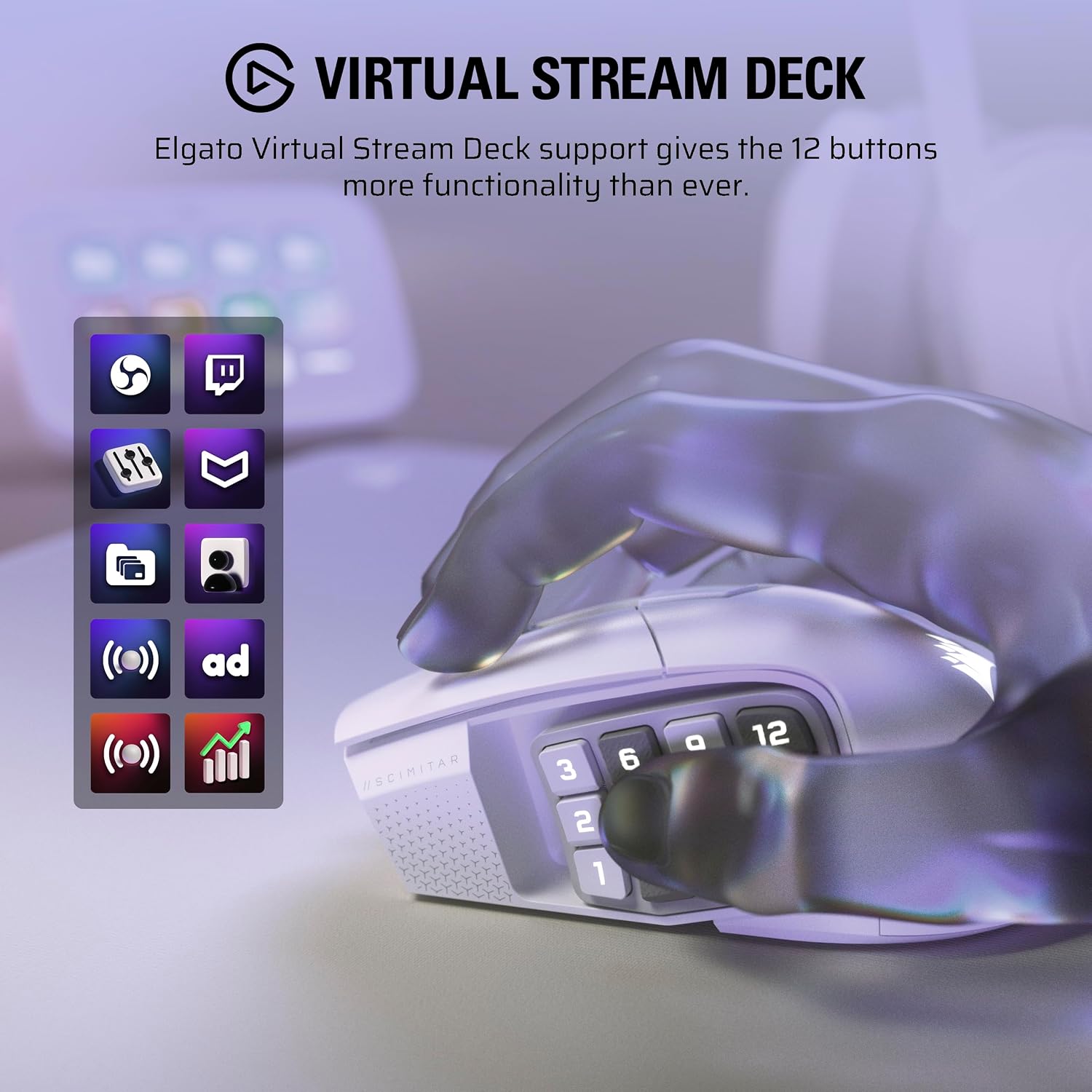 Thumbnail 4 de Corsair Scimitar Elite Wireless SE 33,000 DPI