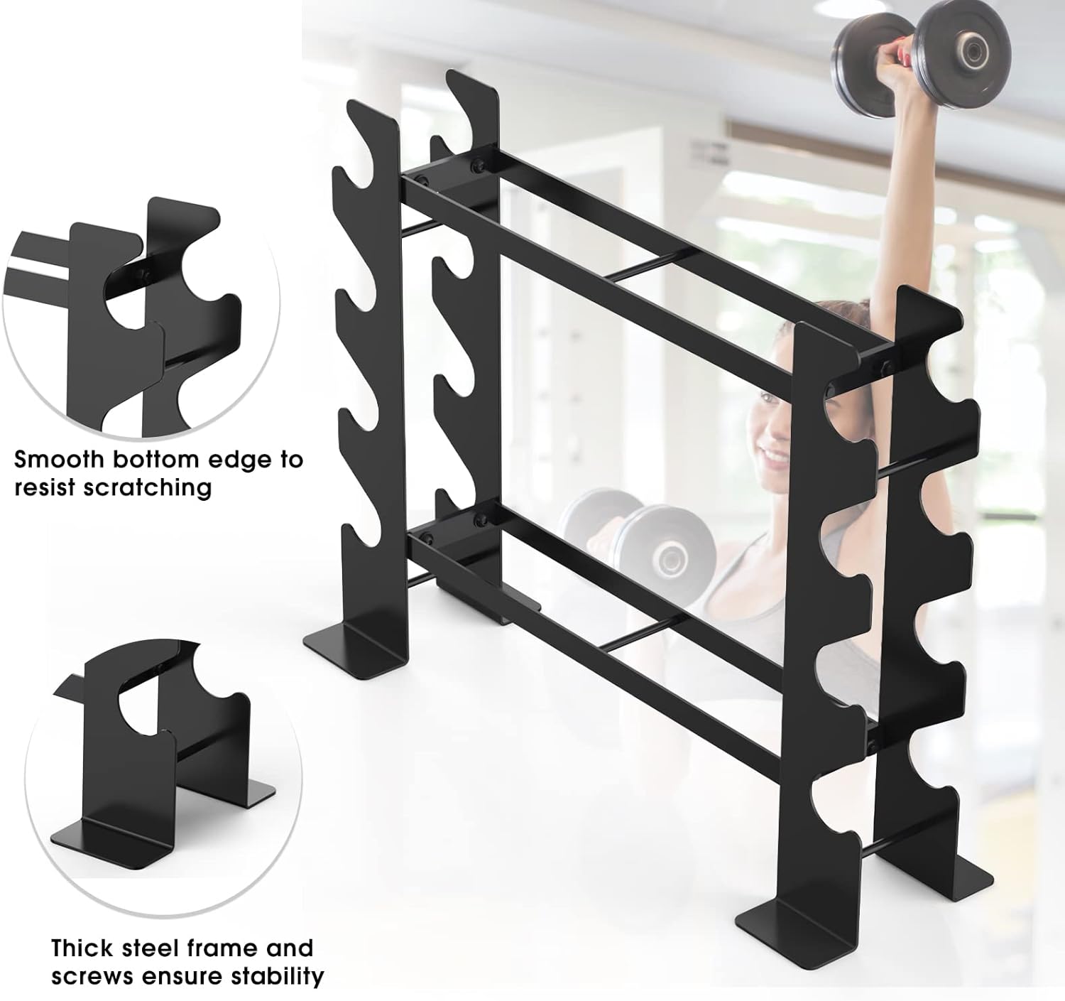 Detalle de WINNOW Manubri Rack Home Gym: supporto doppio strato in acciaio per manubri e accessori