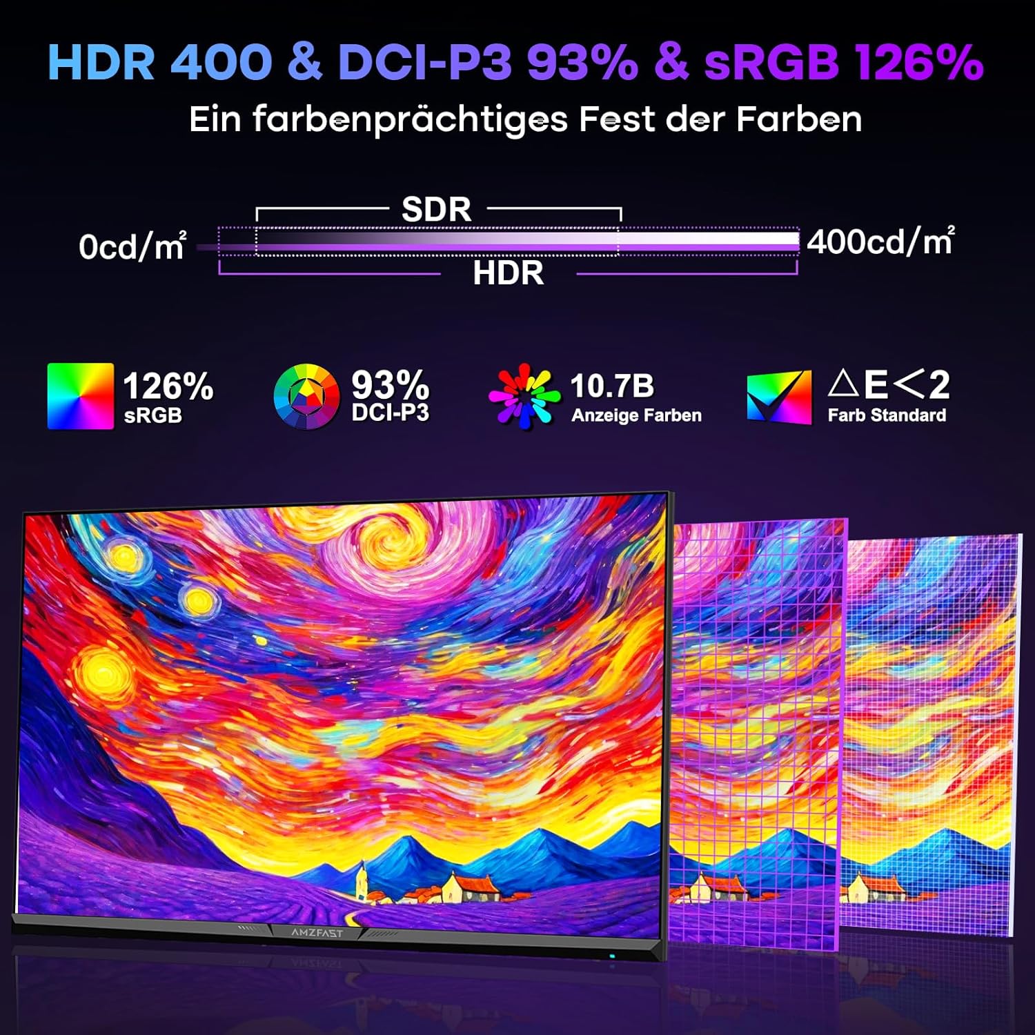 Thumbnail 3 de Amzfast 27 Zoll 4K Dual Modus Gaming Monitor (AMZG27F6U) – Geschwindigkeit trifft Vielseitigkeit