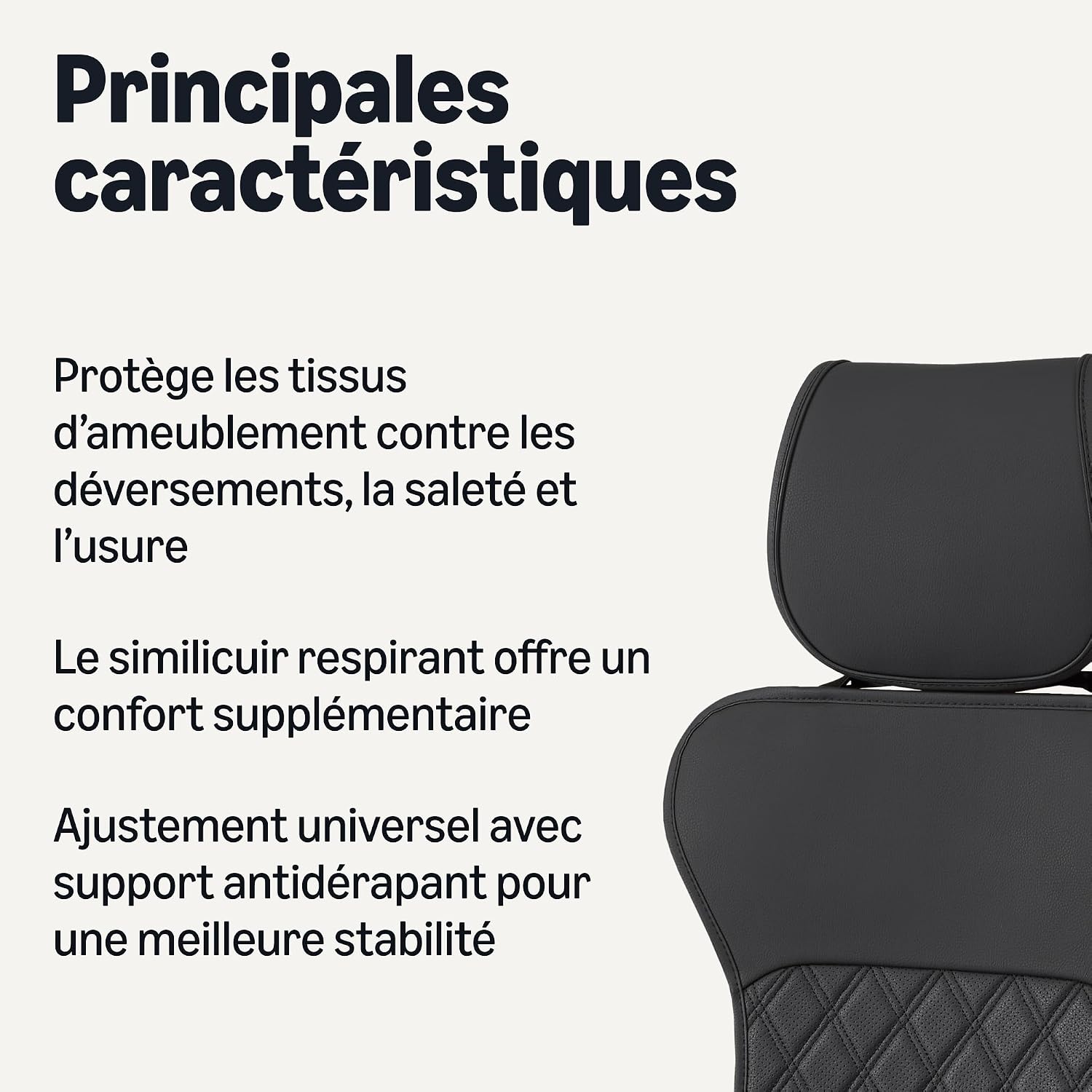 Thumbnail 1 de Amazon Basics Housses siège Avant Similicuir Noir