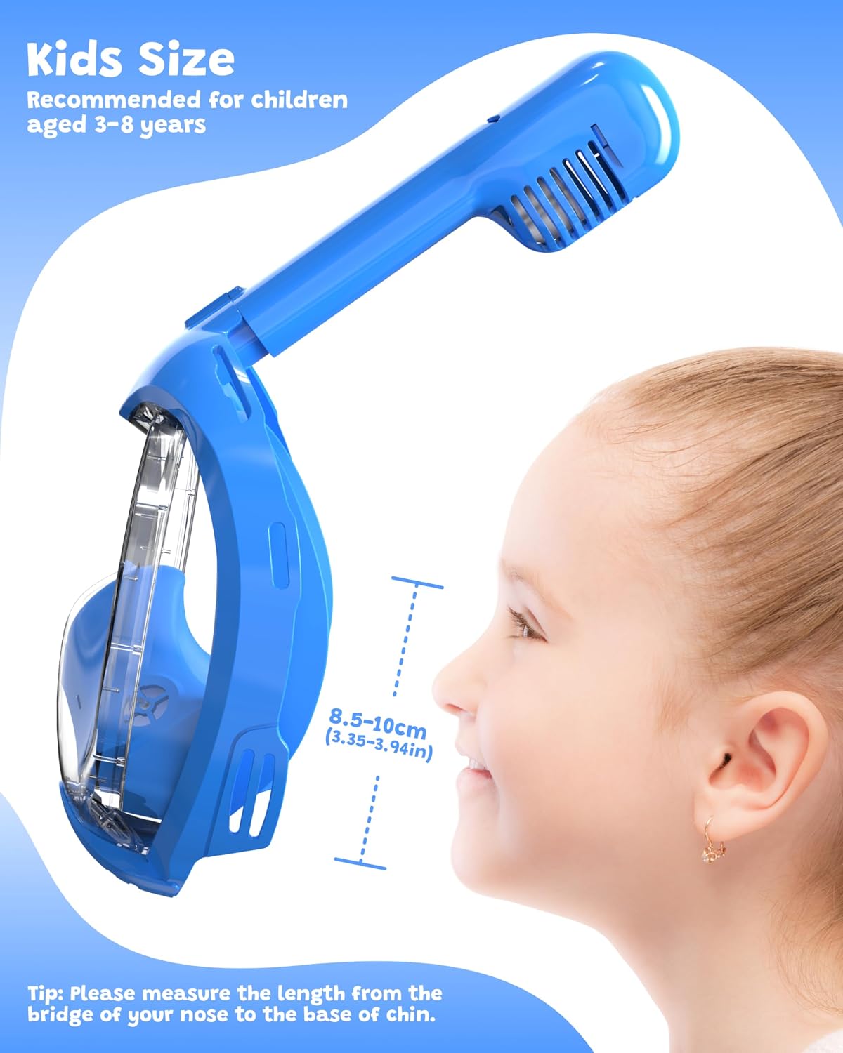Detalle de ACURE Kids Snorkel Mask Full Face SN03 – Safe, Clear View for 3–8 Year Olds