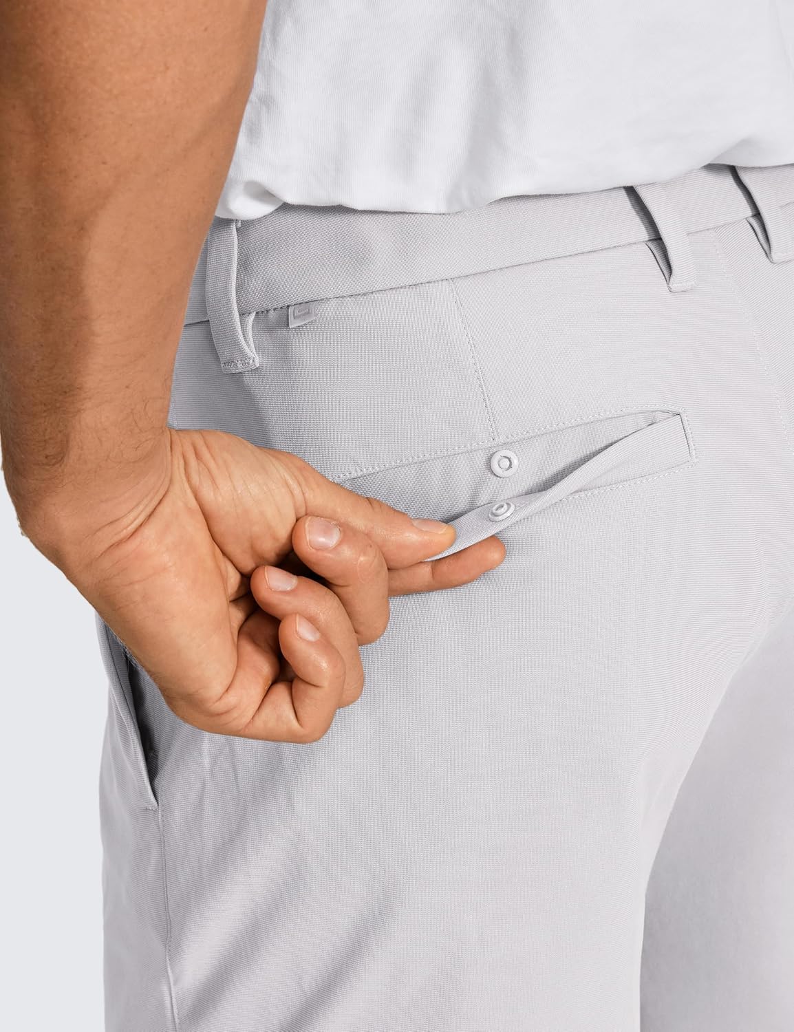 Detalle 1 de CRZ YOGA Pantaloncini da Golf Comfort per Tutto il Giorno - 7/9 Pollici, Tasche, Colore Grigio Platino