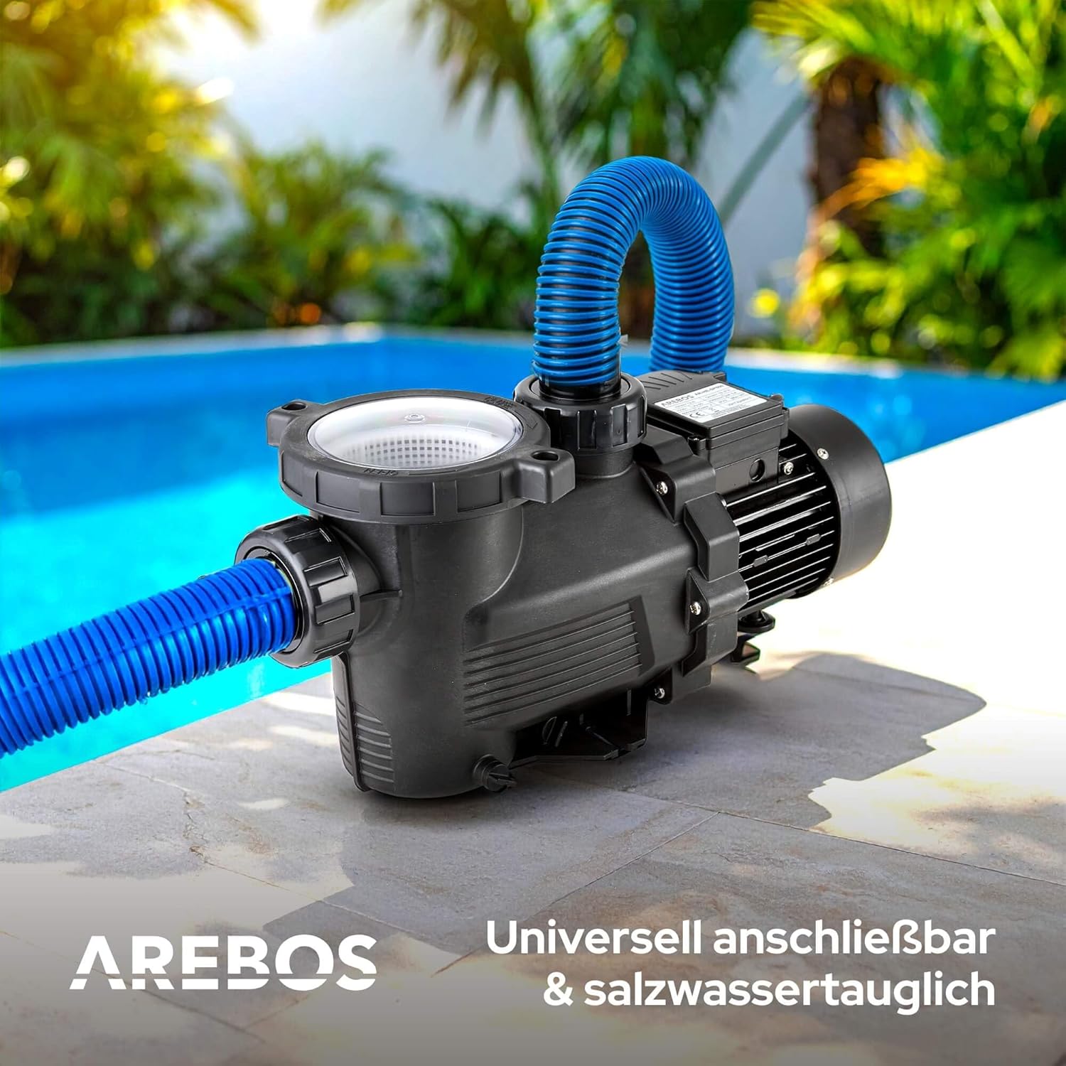 Thumbnail 6 de Arebos Schwimmbadpumpe 800W – Filterpumpe mit Vorfilter und 19000 l/h für Gartenpool und Aufstellbecken