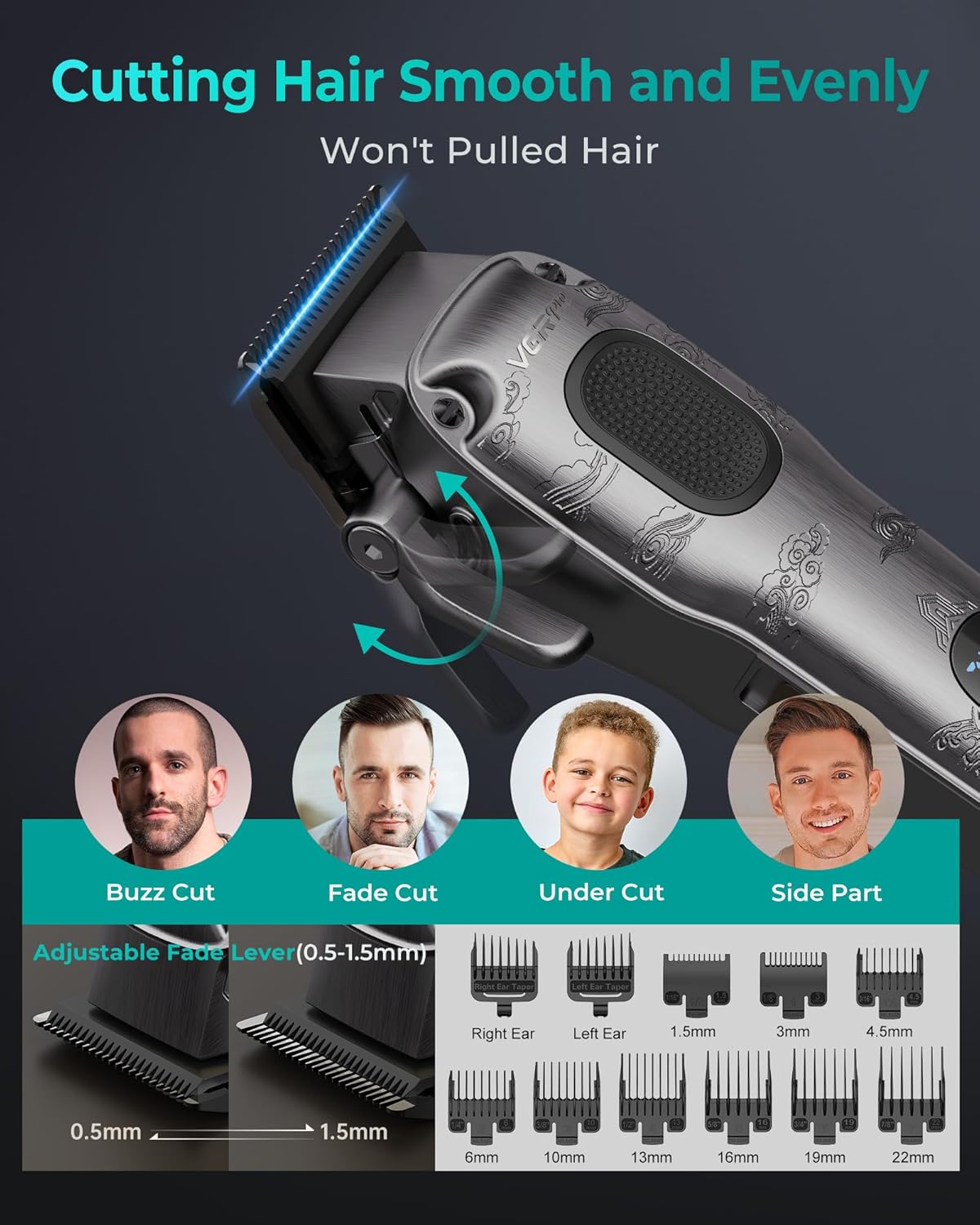 Detalle de VGRPRO Hair Clippers for Men: Pro-Level Cordless & Corded Barber Kit