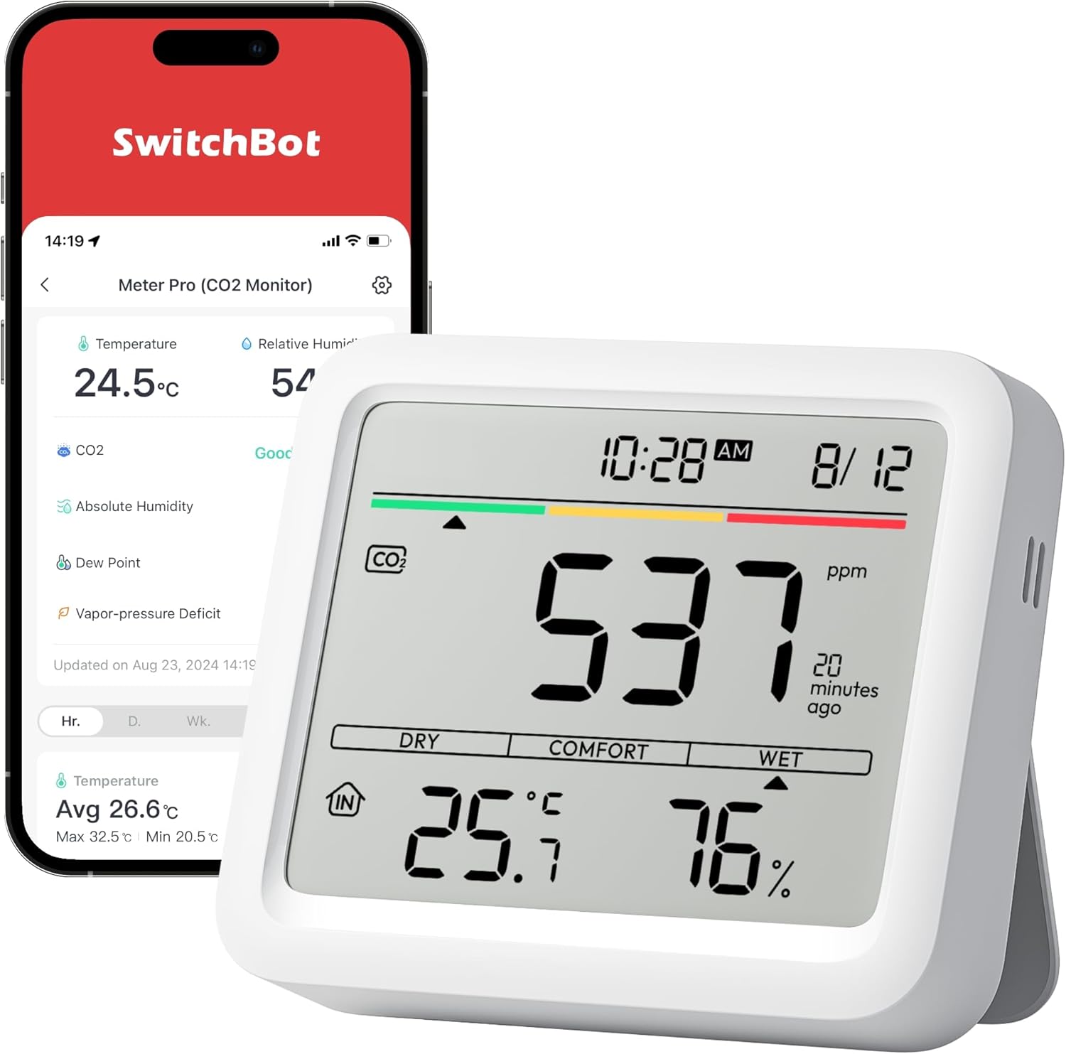 Detalle de SwitchBot Meter Pro CO2 rilevatore 400-9999 ppm