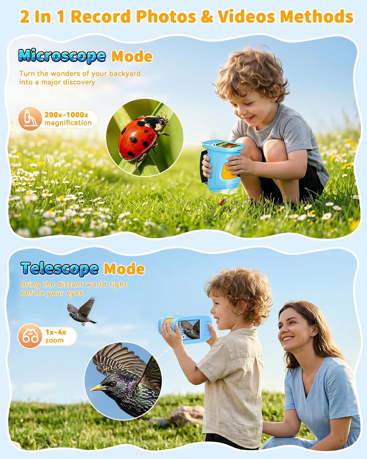 Thumbnail 6 de Kids Borescope 1000X Handheld Microscope for Kids with 2.4-Inch IPS Screen and 12 Slides
