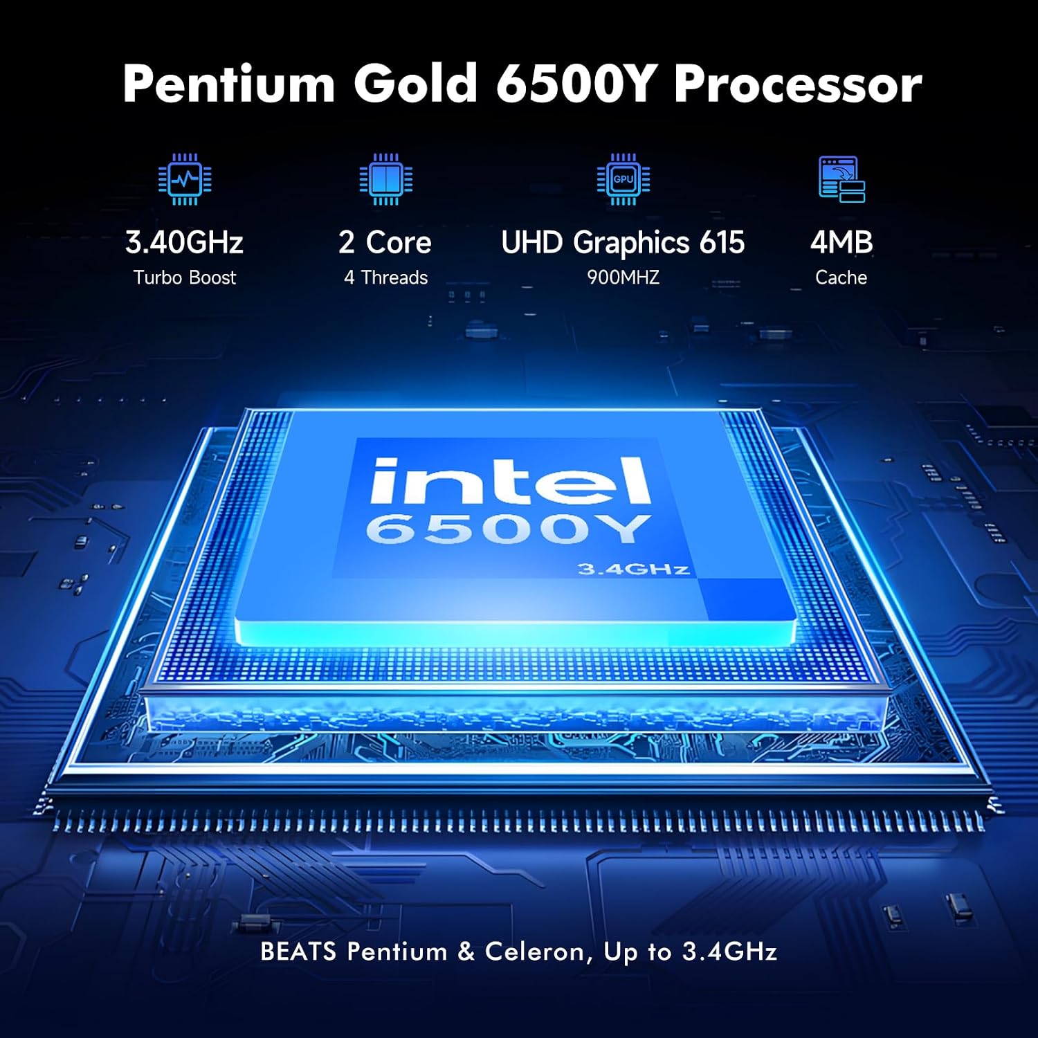 Detalle de SHBIV 15.6 inch Laptop: 12GB RAM, 128GB SSD, Pentium Gold (Up to 3.4GHz) — 1080p IPS, Gray
