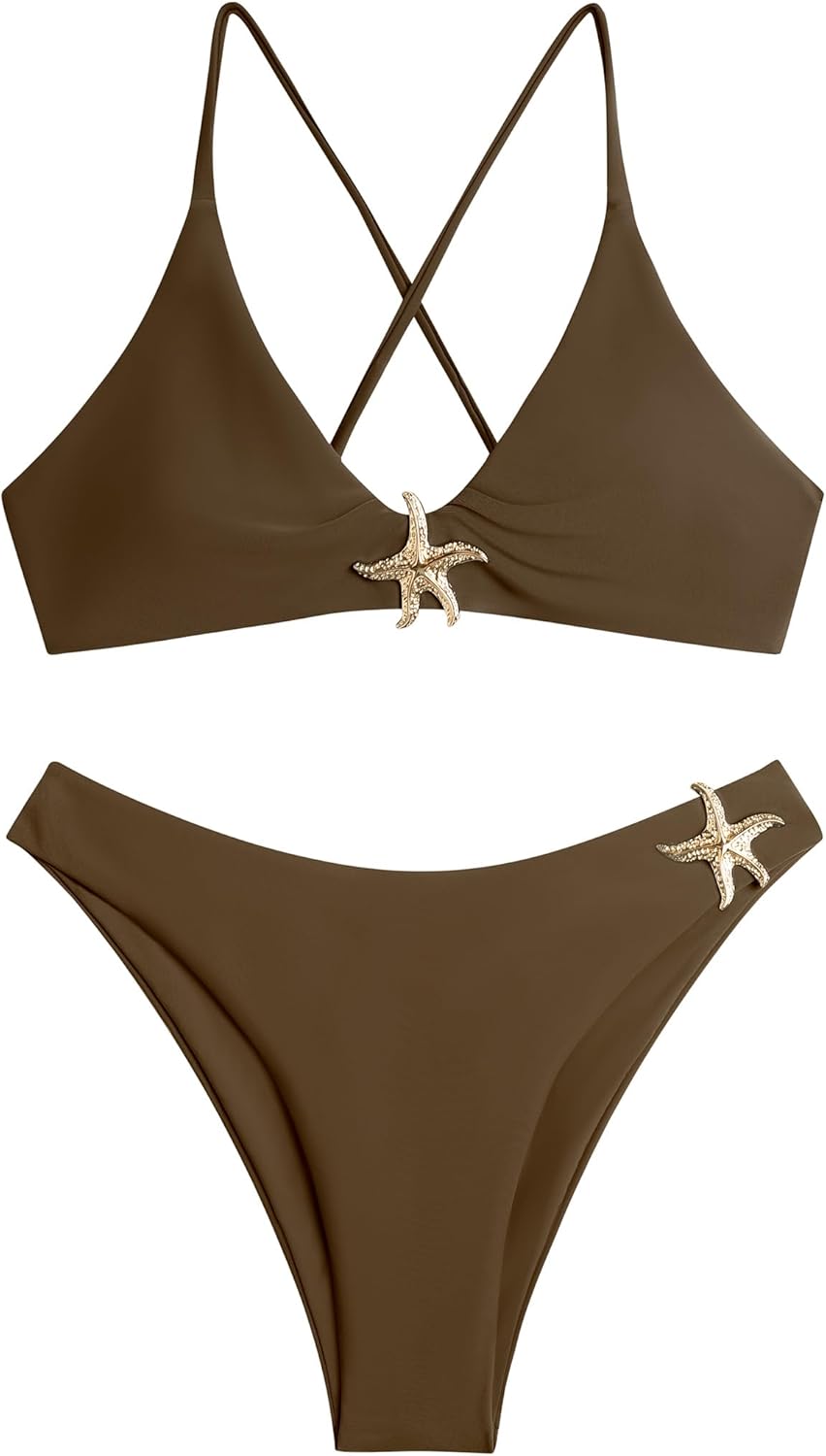 Thumbnail 1 de ZAFUL Women's Tie Back Padded High Cut Bralette Bikini Set