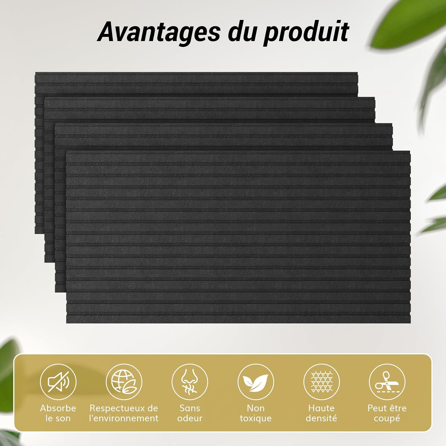 Thumbnail 5 de TONOR 24014 akoestische wandpanelen, 4 stuks, dubbellaags polyester, zwart