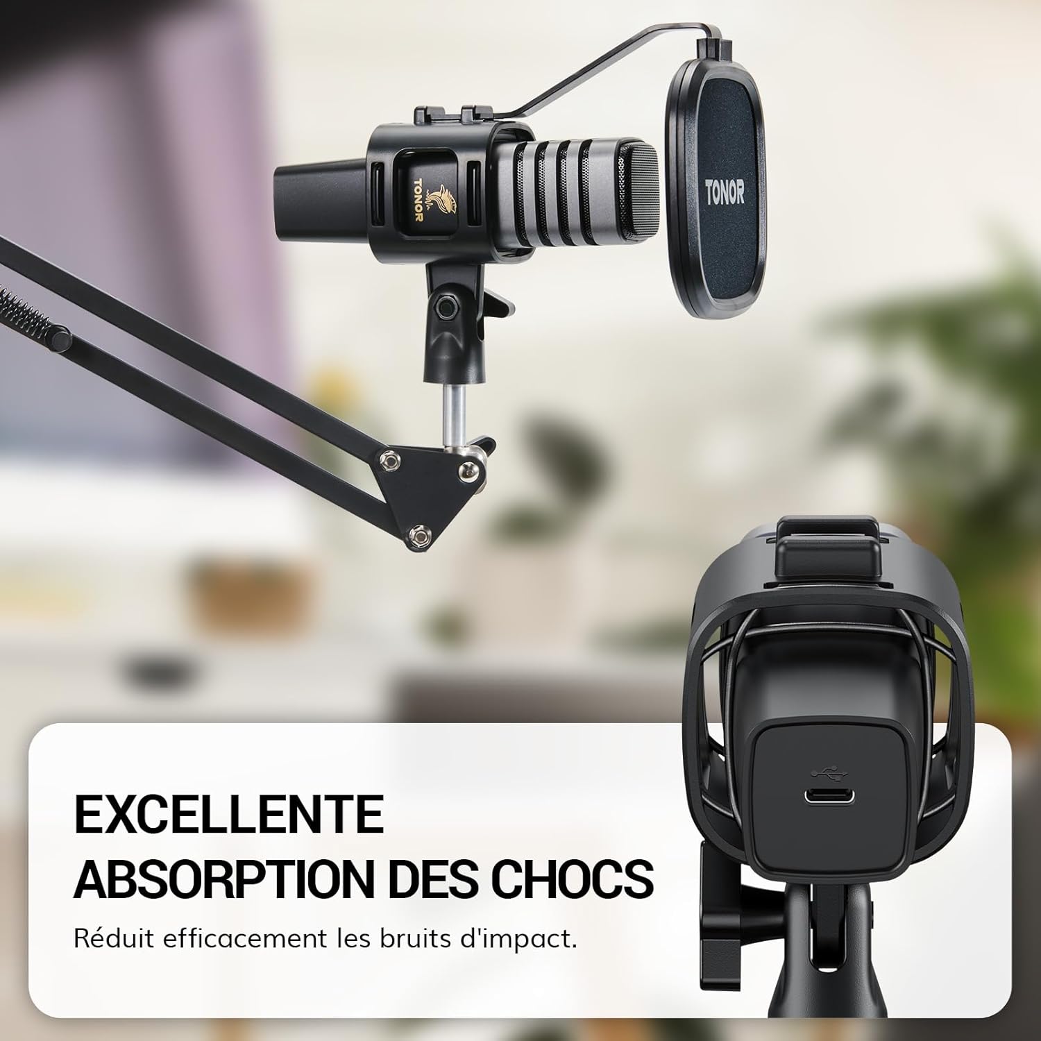 Detalle de TONOR TC30+ micro PC USB à condensateur avec support de bras pour streaming, podcasts et voix off