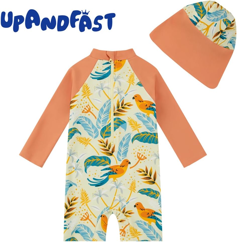Thumbnail 2 de upandfast Baby Badeanzug mit Sonnenhut UPF 50+ – einteilig mit langem Arm und Reißverschluss-Garage