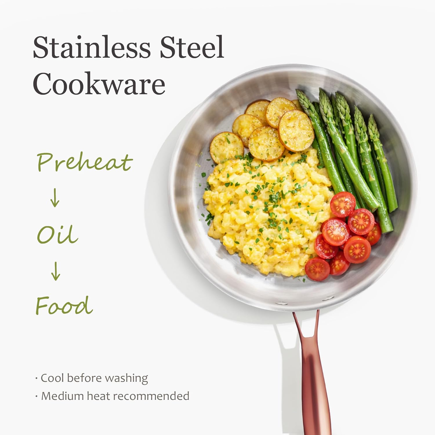 Detalle 2 de CAROTE 21pc Tri-Ply Stainless Steel Cookware Set (Pots and Pans), Induction Safe, Mirror Polish, Gold