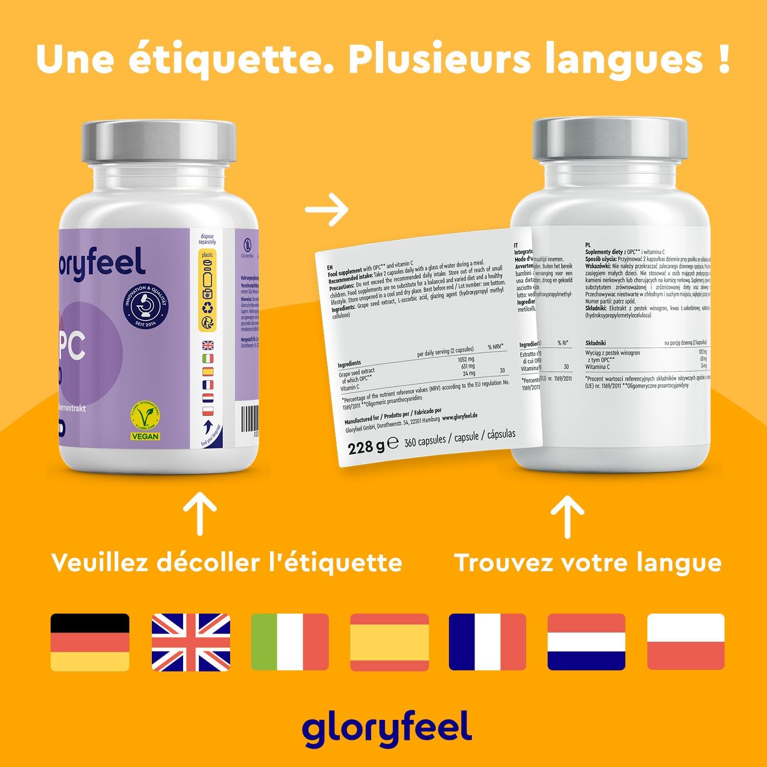 Thumbnail 6 de Gloryfeel OPC 1052 mg extrait de raisin đ