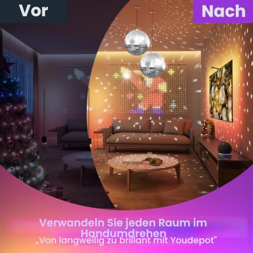 Detalle de Youdepot Discokugel-Set 10 cm – Zwei silberne Spiegelkugeln mit Aufhängung