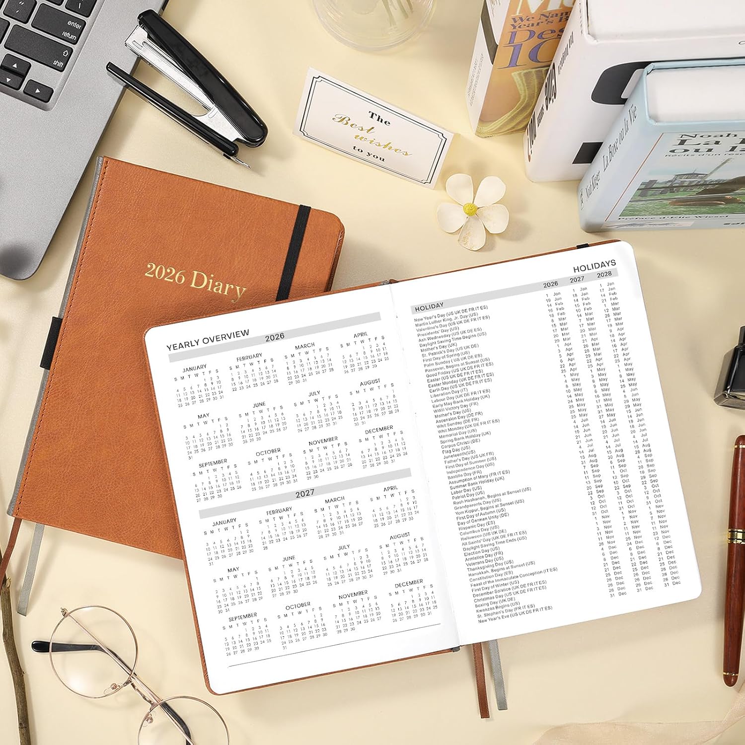 Detalle de Diary 2026 A5 day‑per‑page planner, 14.8×21.4cm 📔