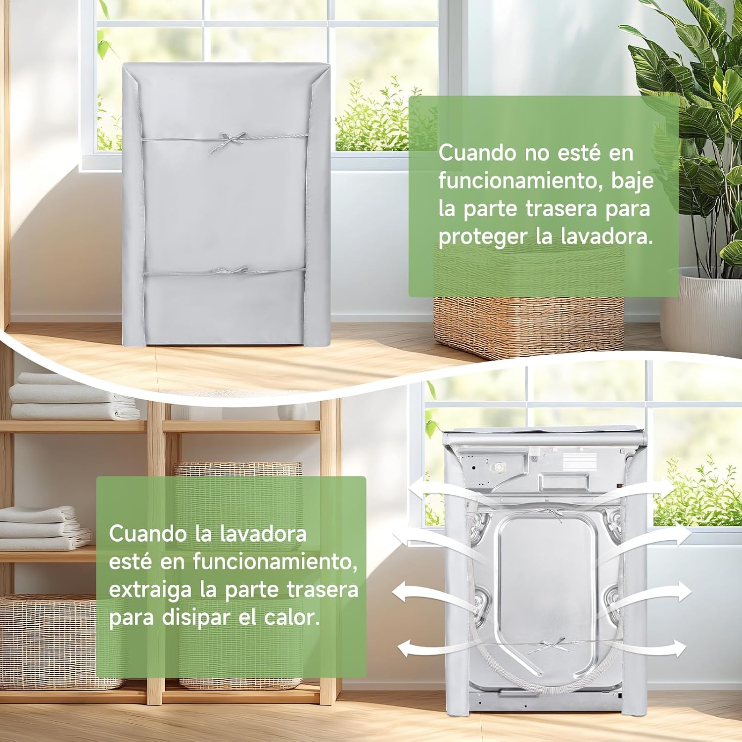 Detalle de Fulasofia funda lavadora exterior impermeable para carga frontal (60*64*85) con protección UV