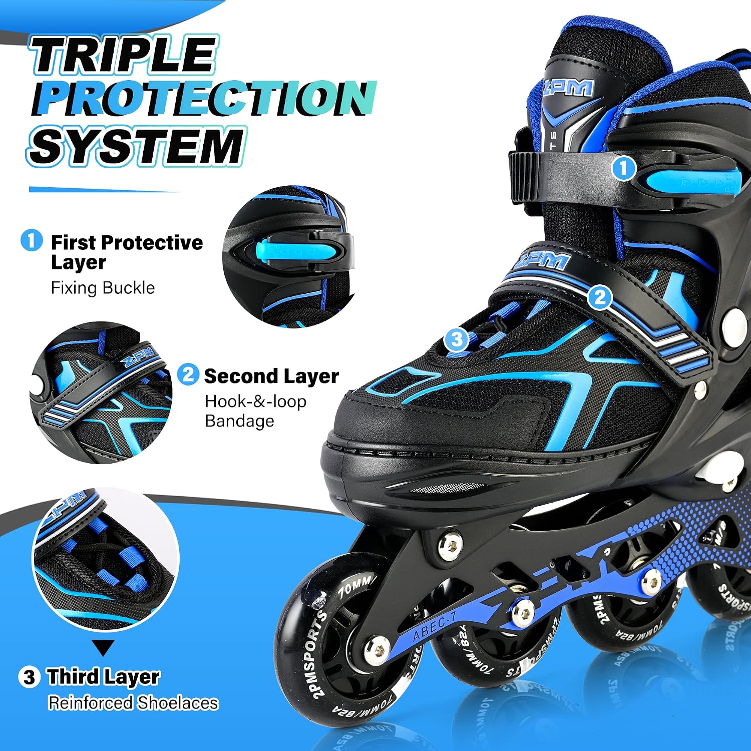 Detalle 1 de 2PM SPORTS Inline Skates, 4-Size Adjustable