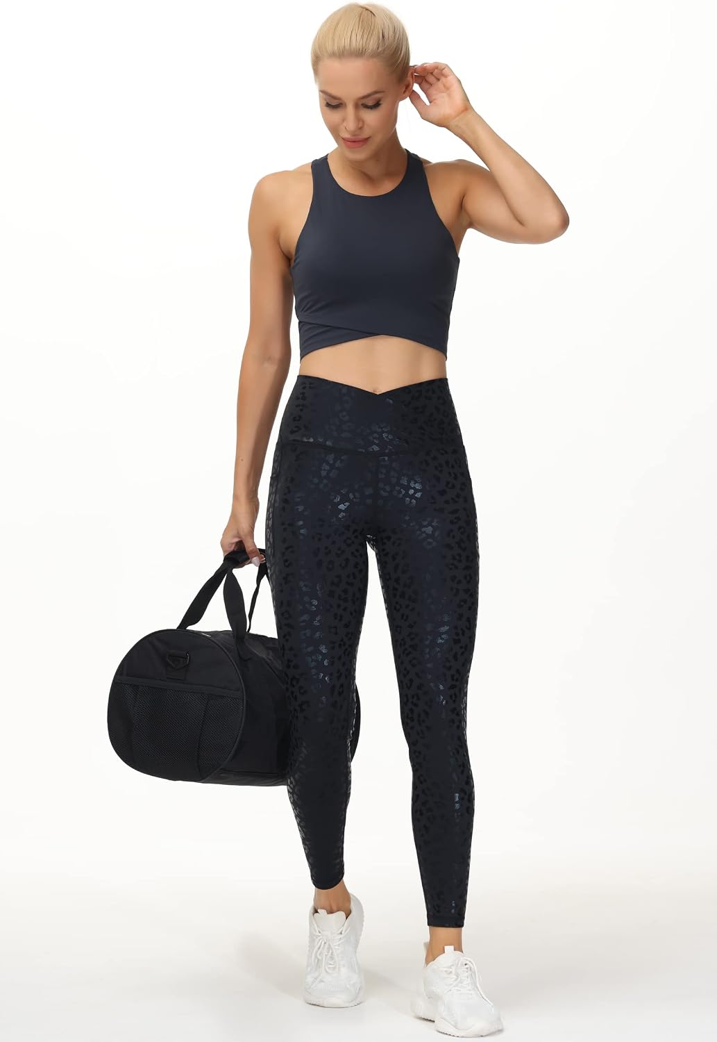 Thumbnail 4 de THE GYM PEOPLE V-Cross High-Waist Sports Leggings with Side Pockets
