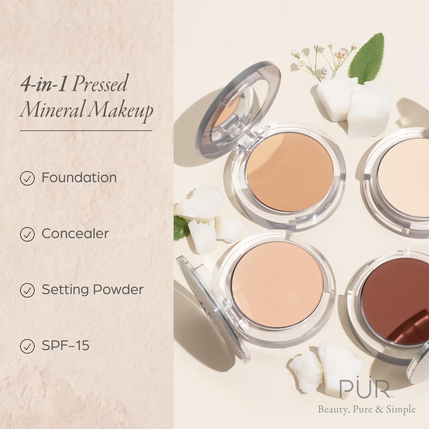 Detalle 2 de PÜR MINERALS 4-in-1 Pressed Mineral Foundation SPF 15 💄