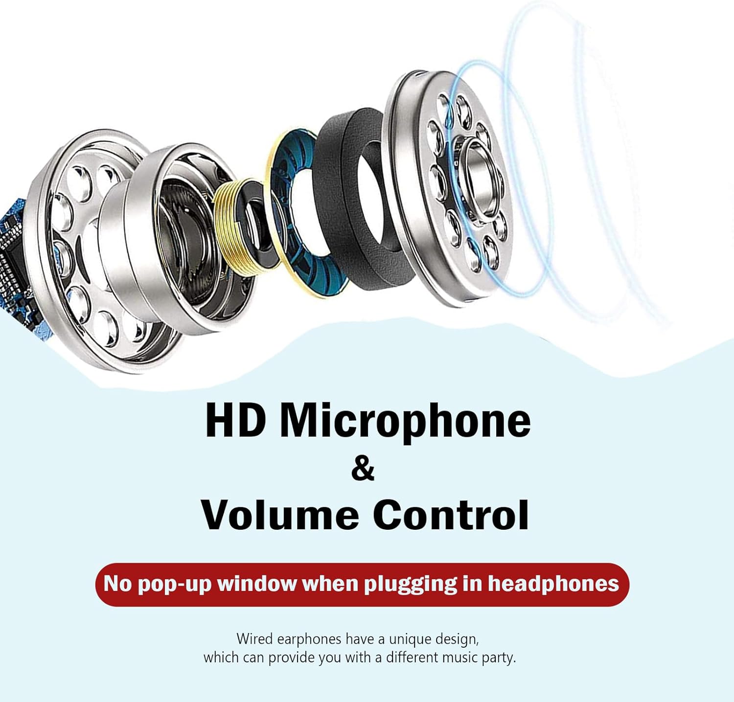 Thumbnail 1 de Junwolf 3.5mm Wired In-Ear Headphones with Microphone and Volume Control