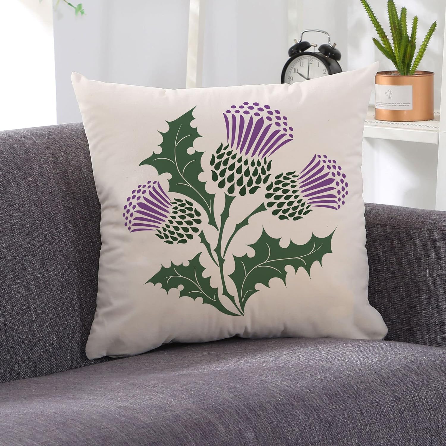 Detalle 2 de HUASHUZI kussenhoes met Schotse bloemen, afneembaar en voor buiten