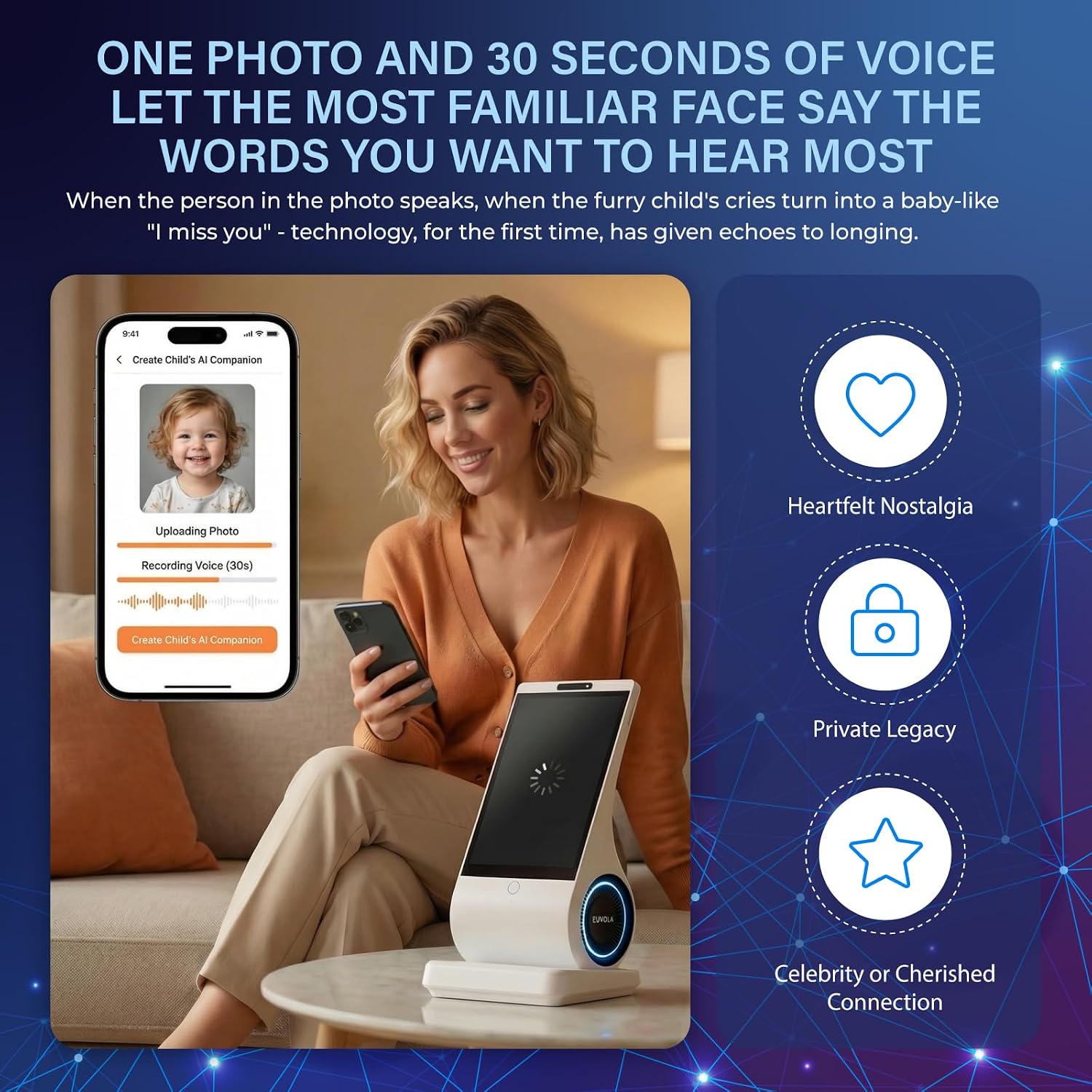 Detalle de umissfun AI companion device with 8-inch screen