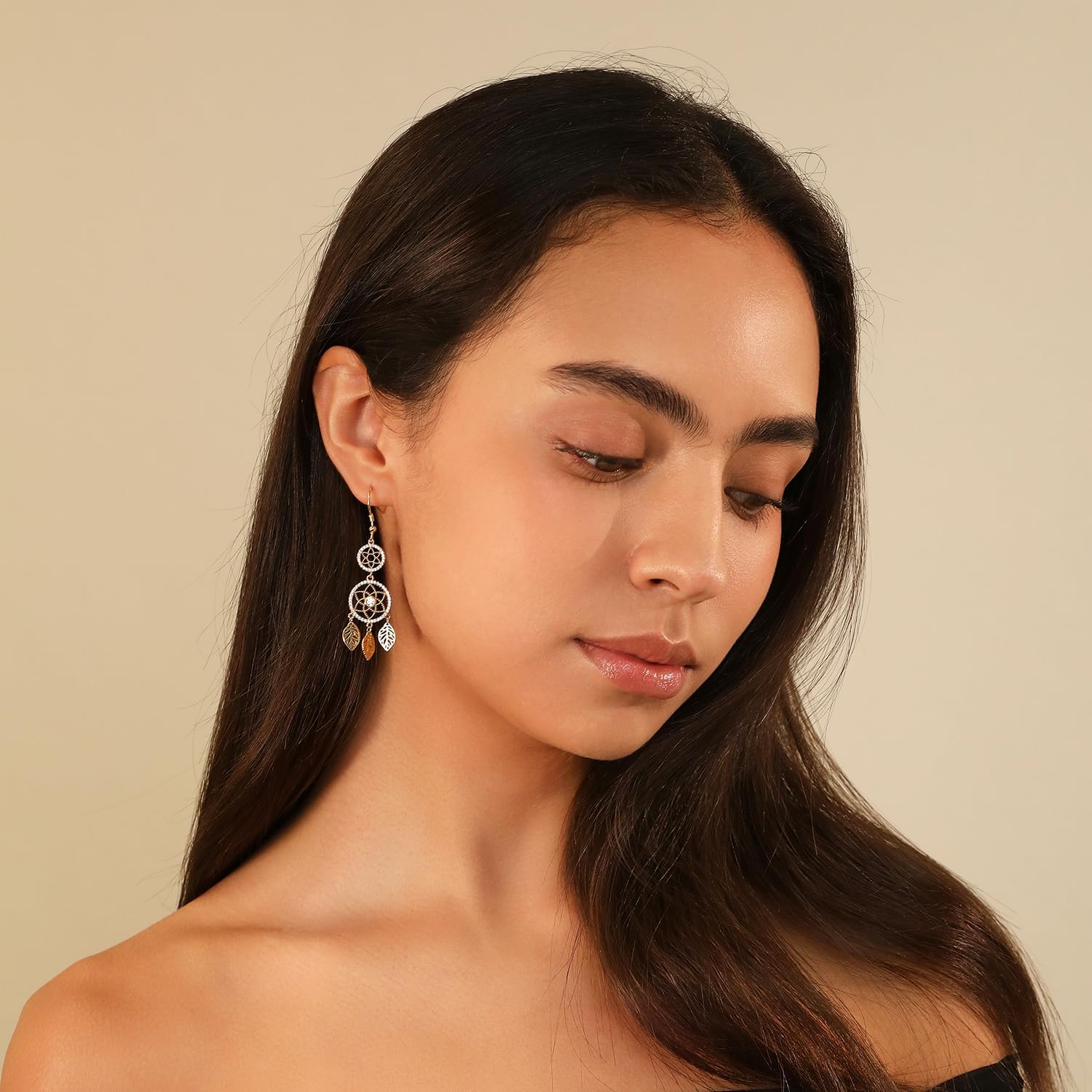 Detalle de Meissa Boucles d'Oreilles Pendantes Argent 925 - Or Rose, fait main