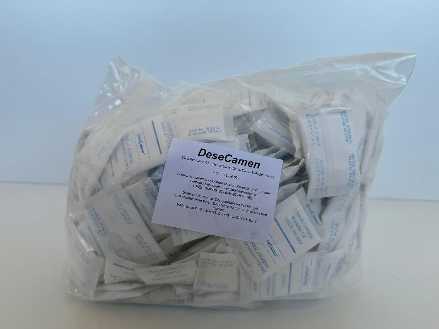 Detalle de DeseCamen Bustine di silice (250 pezzi, 5 g) – protezione dall’umidità in pacchetti dissecanti