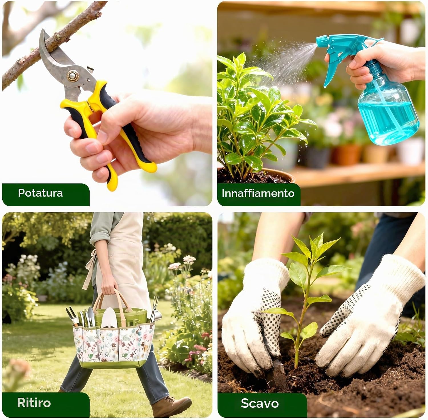 Thumbnail 5 de Bamworld Set da 9 Pezzi Attrezzi da Giardinaggio in Acciaio Inossidabile con Organizer – Kit Completo per Hobby e Preparazione aiuole