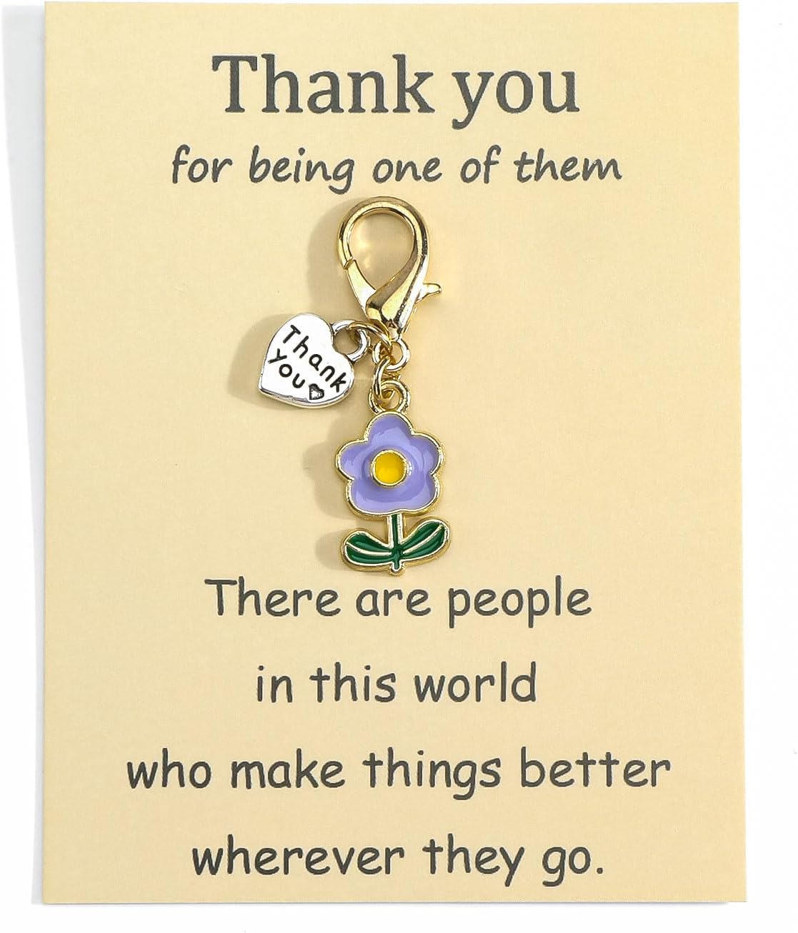 Detalle de Tranbath Funny Thank You Keychain Gift with Flower Charm and Card