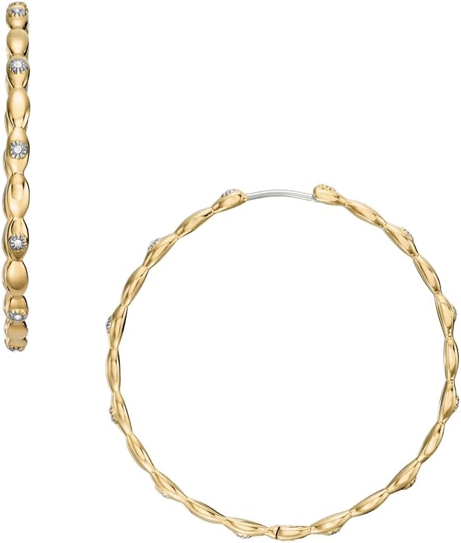 Thumbnail 6 de Fossil orecchini da donna in acciaio inossidabile tono oro con chiusura a cerchio
