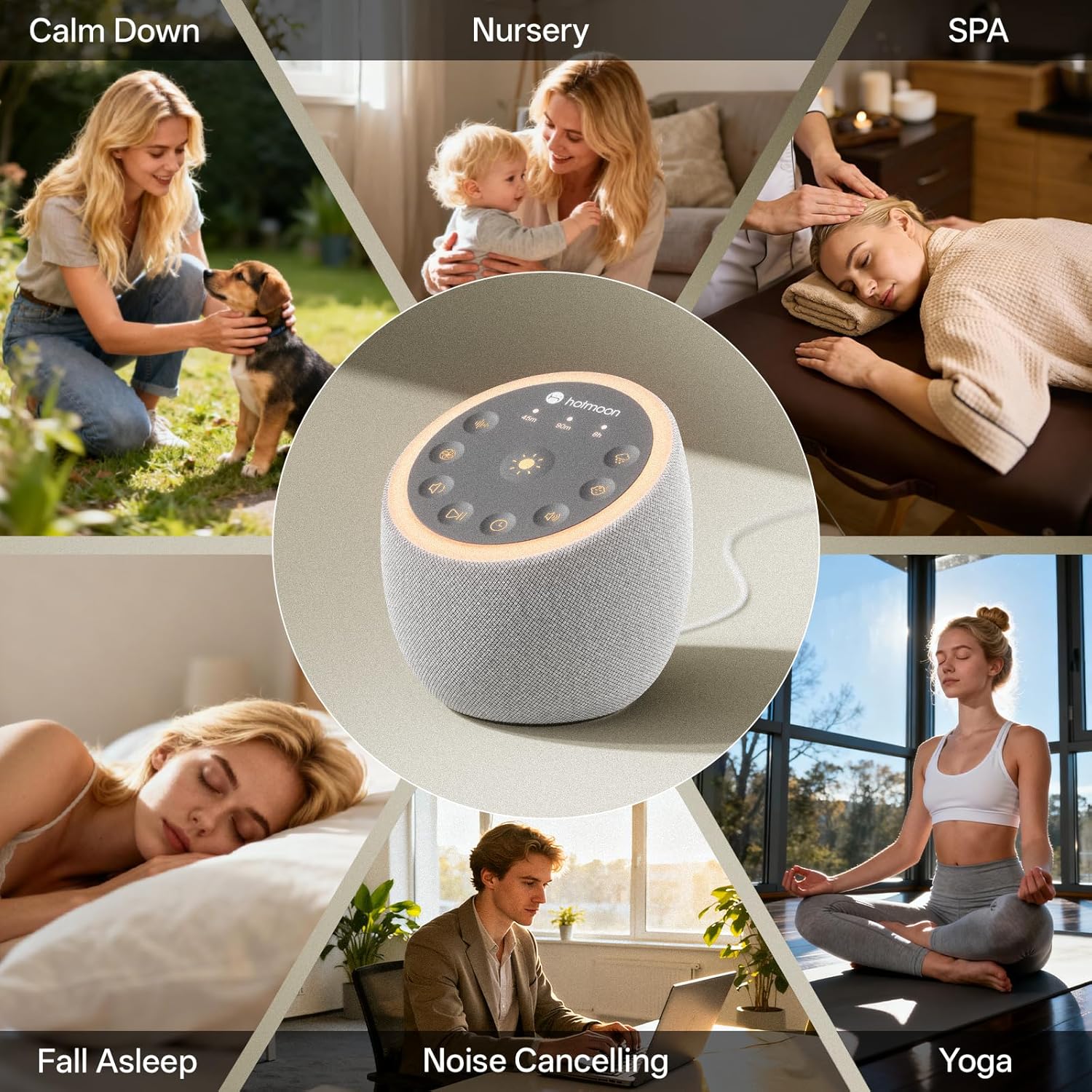 Thumbnail 5 de Hotmoon Cocoon 2 White Noise Sound Machine (Cocoon 2), Plug-in with 40 Relaxing Sounds, Dual-Speaker, Timer & Night Light