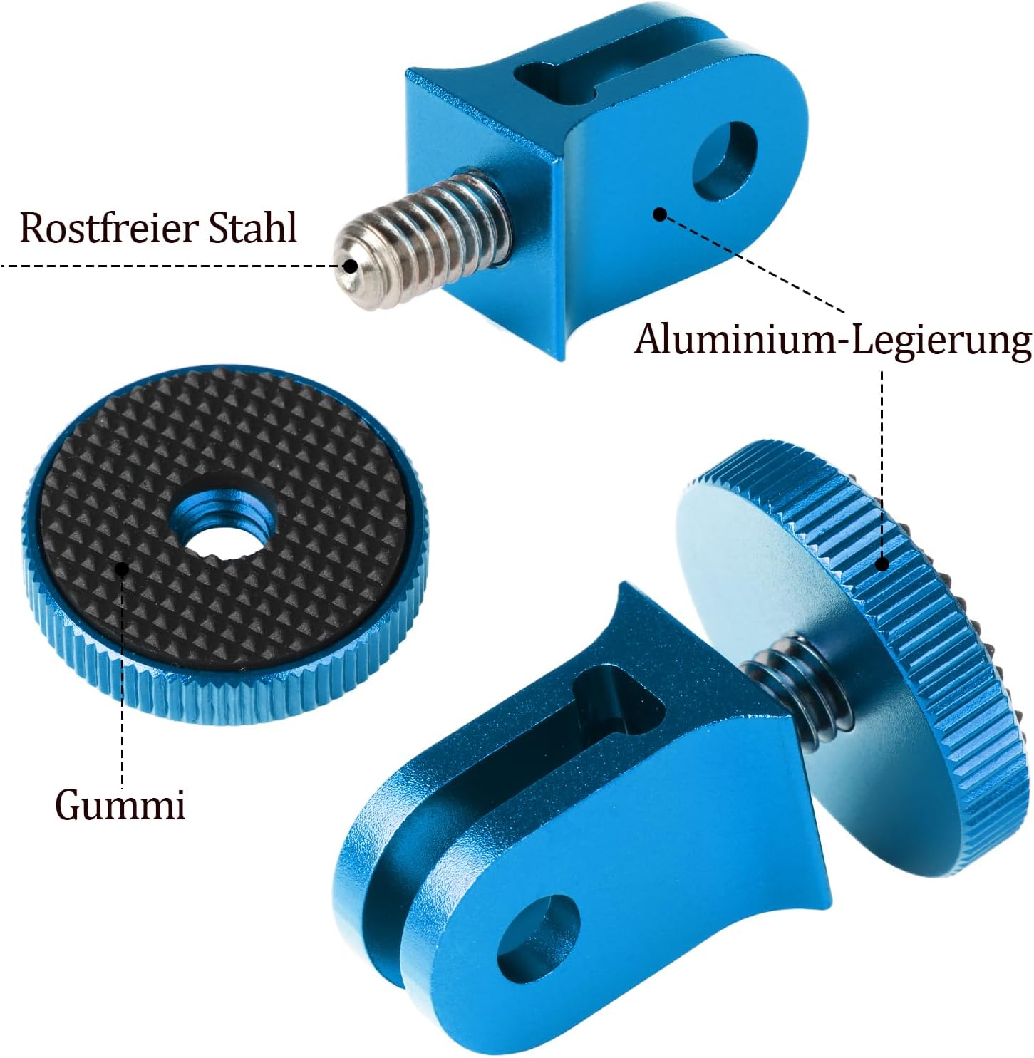 Thumbnail 4 de HSU Aluminium 1/4 Zoll Kamerahalterung & Stativadapter für Action-Cams (2er-Set, blau)