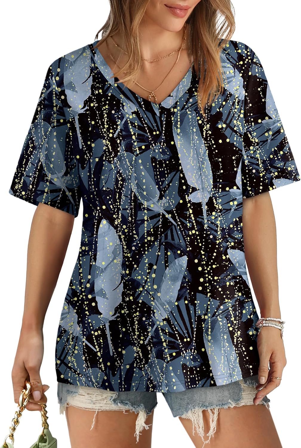 Detalle 2 de Aokosor Women's V-Neck T-Shirt